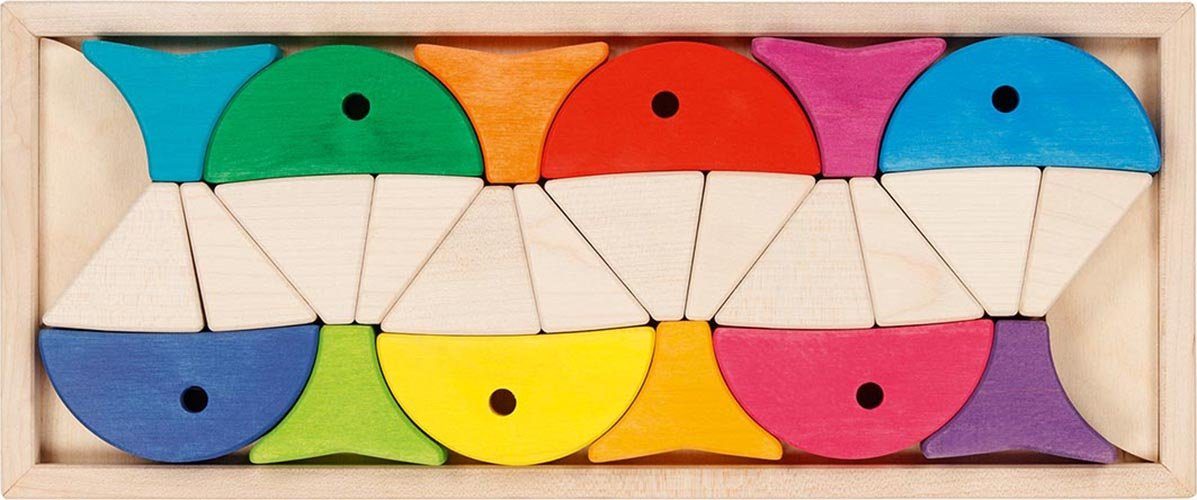 goki Legespiel und Bausteinkasten 6 bunte Fische Spielbausteine, (24 St), Made in Europe