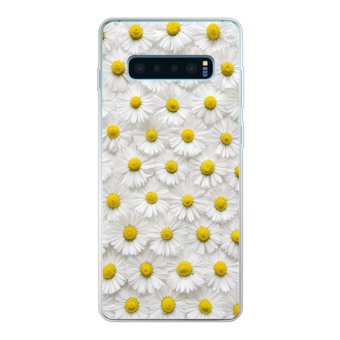 MuchoWow Handyhülle Ein florales Muster aus Gänseblümchen Phone Case Handyhülle Samsung Galaxy S10+ Silikon Schutzhülle