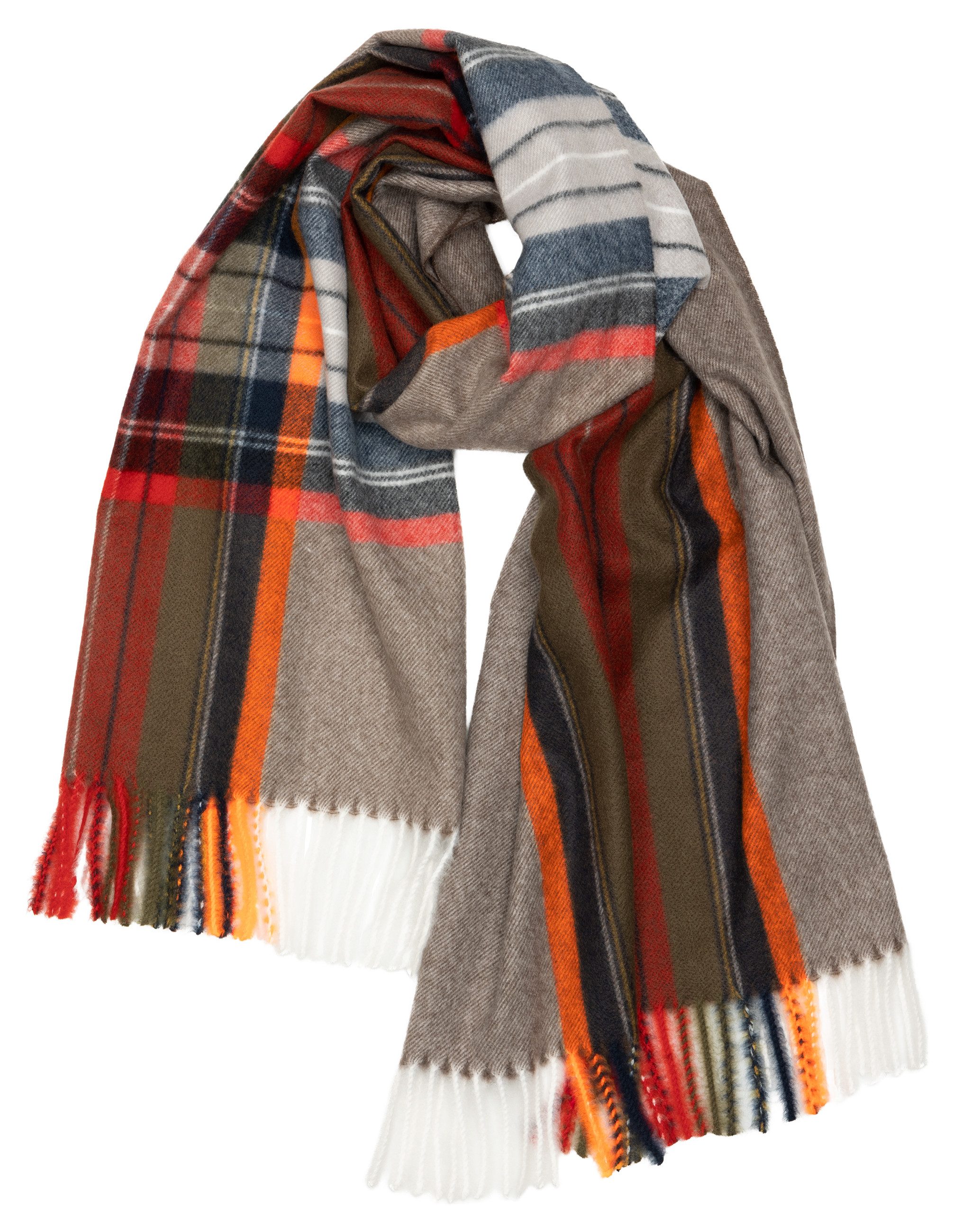 Modeschal SC513 Damen XXL Fransen Tartan Plaid Winter Schal