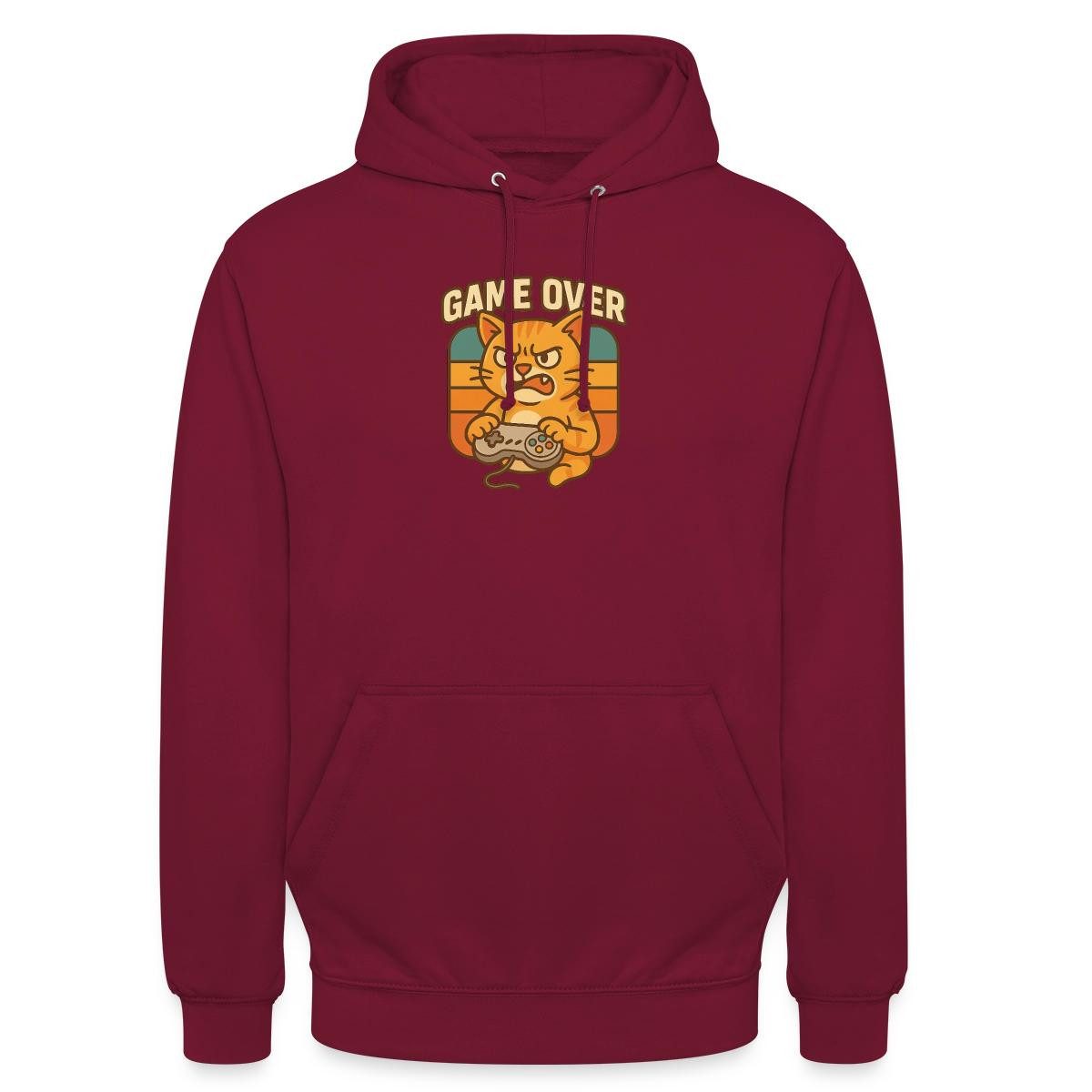Hoodie Game Over, Zockende Katze Unisex Hoodie