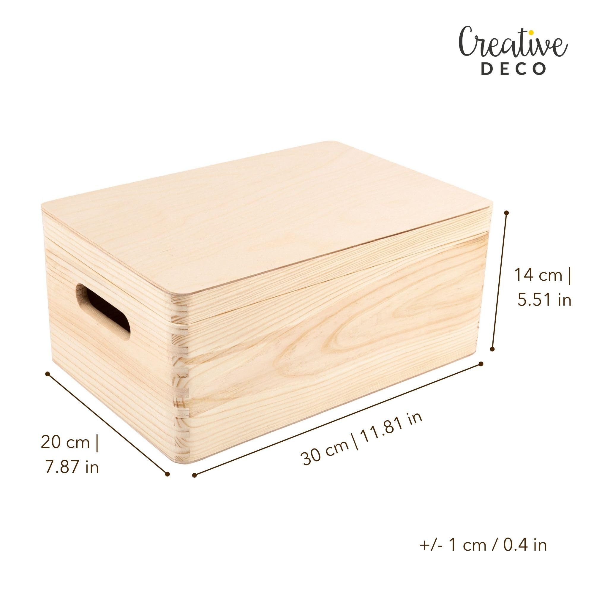 Creative Deco Holzkiste mit Deckel 30x20x14 cm (1cm) Erinnerungsbox – Bild 3 von 5
