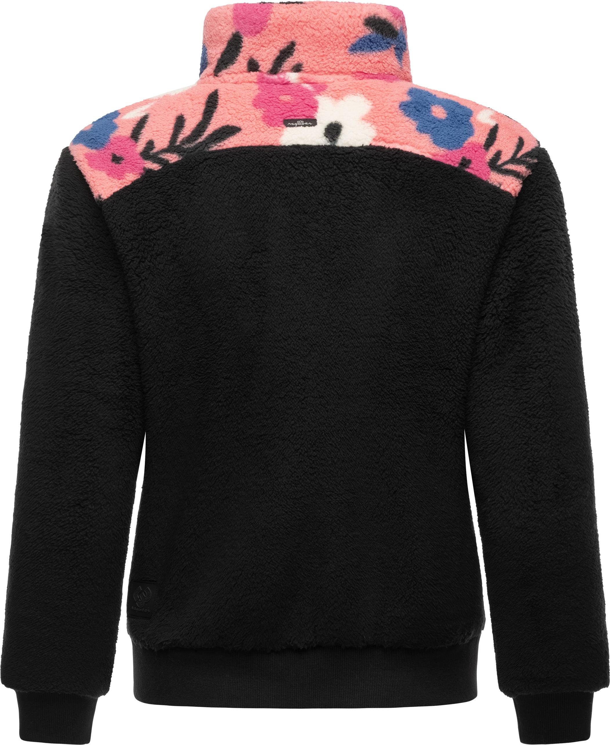 Ragwear Fleecejacke Madaras Flower Flauschige Damen Übergangsjacke aus Teddyfleece