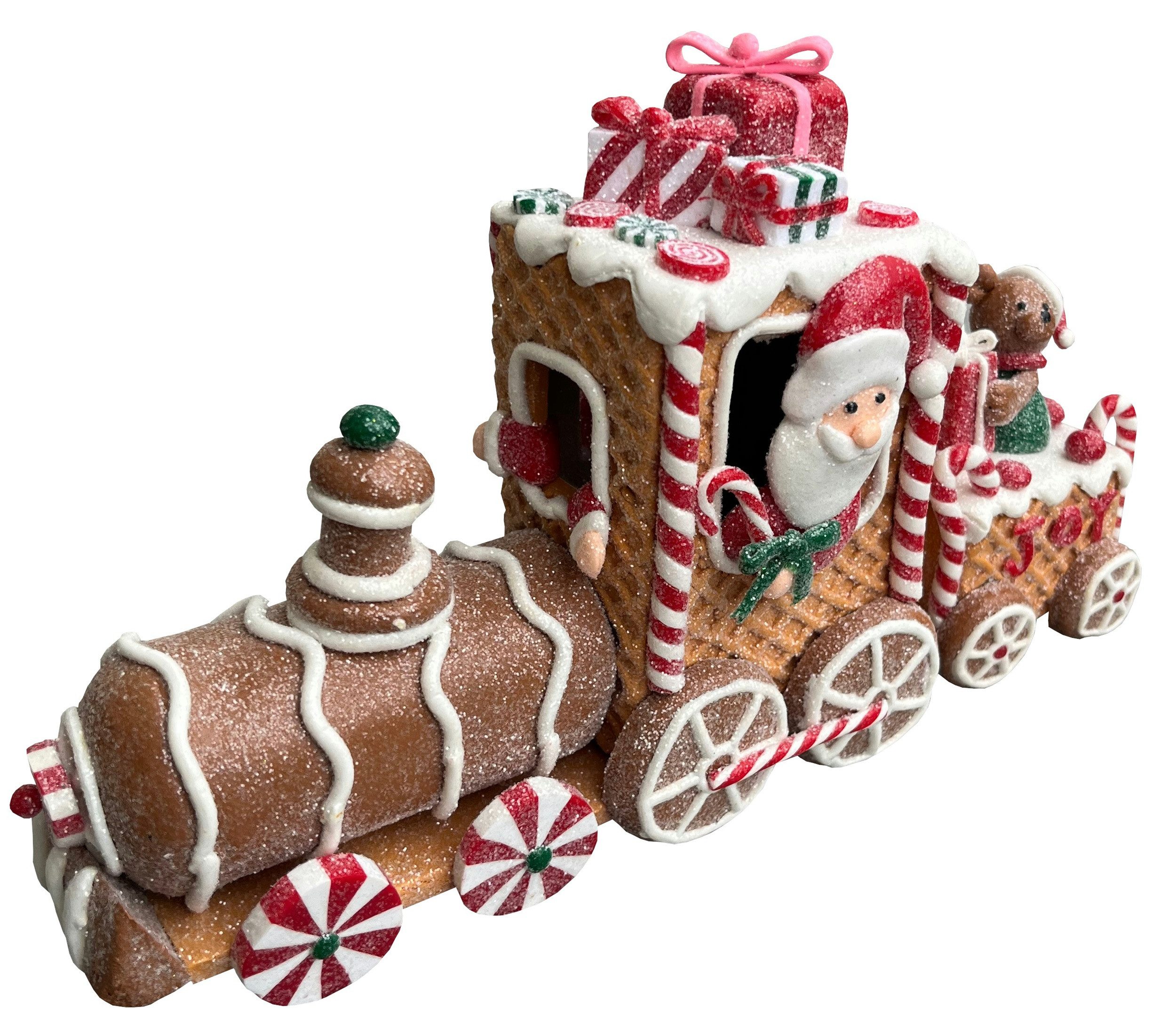 Weihnachtsszene Lebkuchenzug 27cm Braun Glitter Eisenbahn Weihnachtsdeko Tischdeko