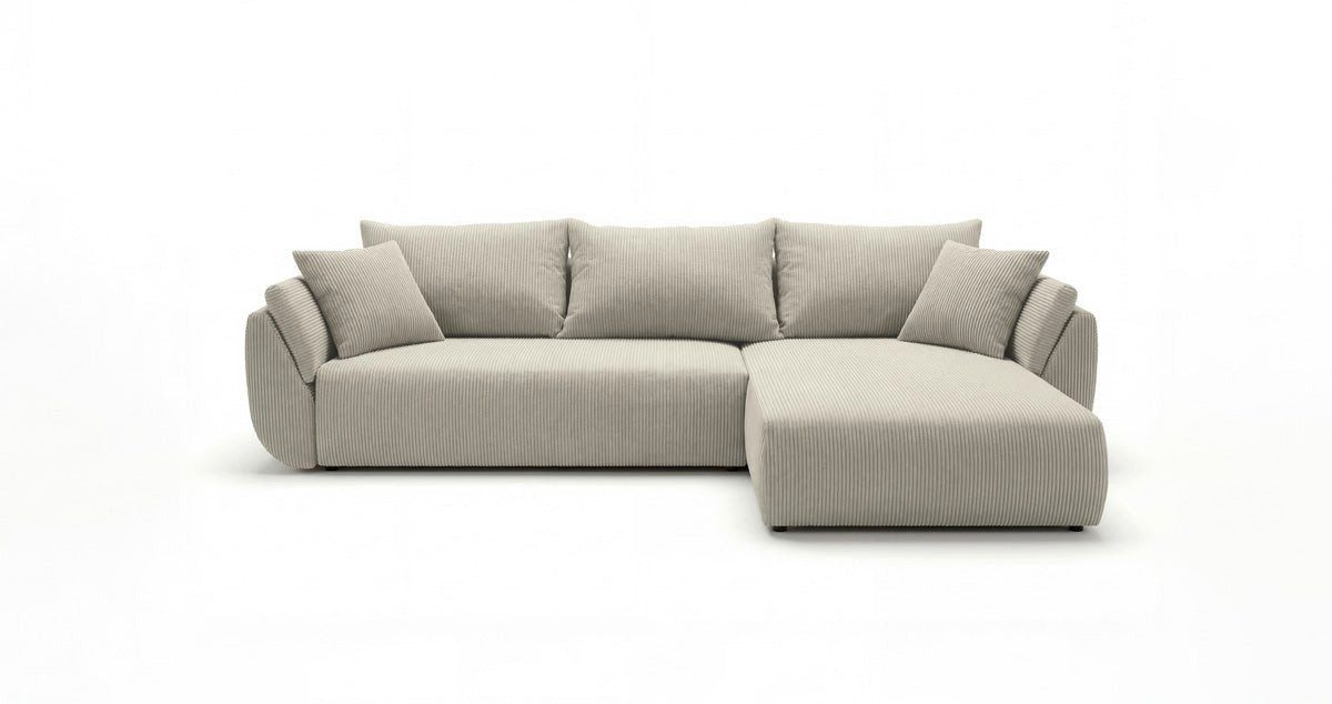 Luxusbetten24 Schlafsofa Designer Sofa Lenoa L in Cord, mit Stauraum und Schlaffunktion