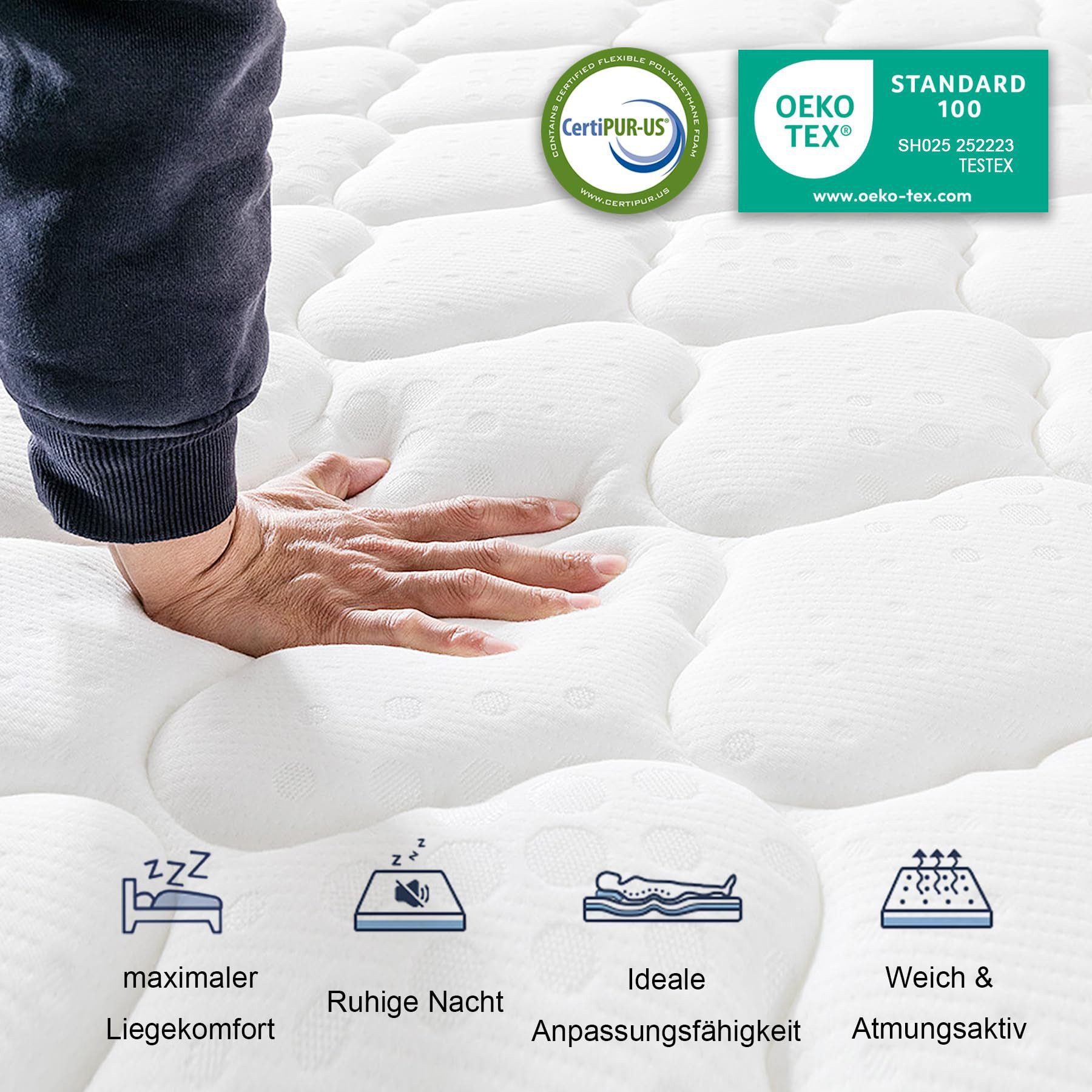 Taschenfederkernmatratze 7-Zonen Matratze 30cm hohe H3 günstig online kaufen