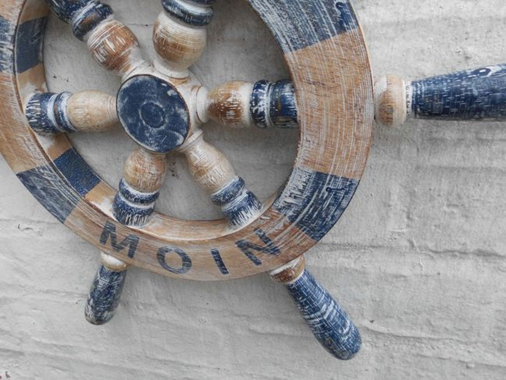 Deko-Impression Wanddekoobjekt Steuerrad Moin Moin, maritime Wanddekoration, Holz massiv, 34 cm breit (1 St)