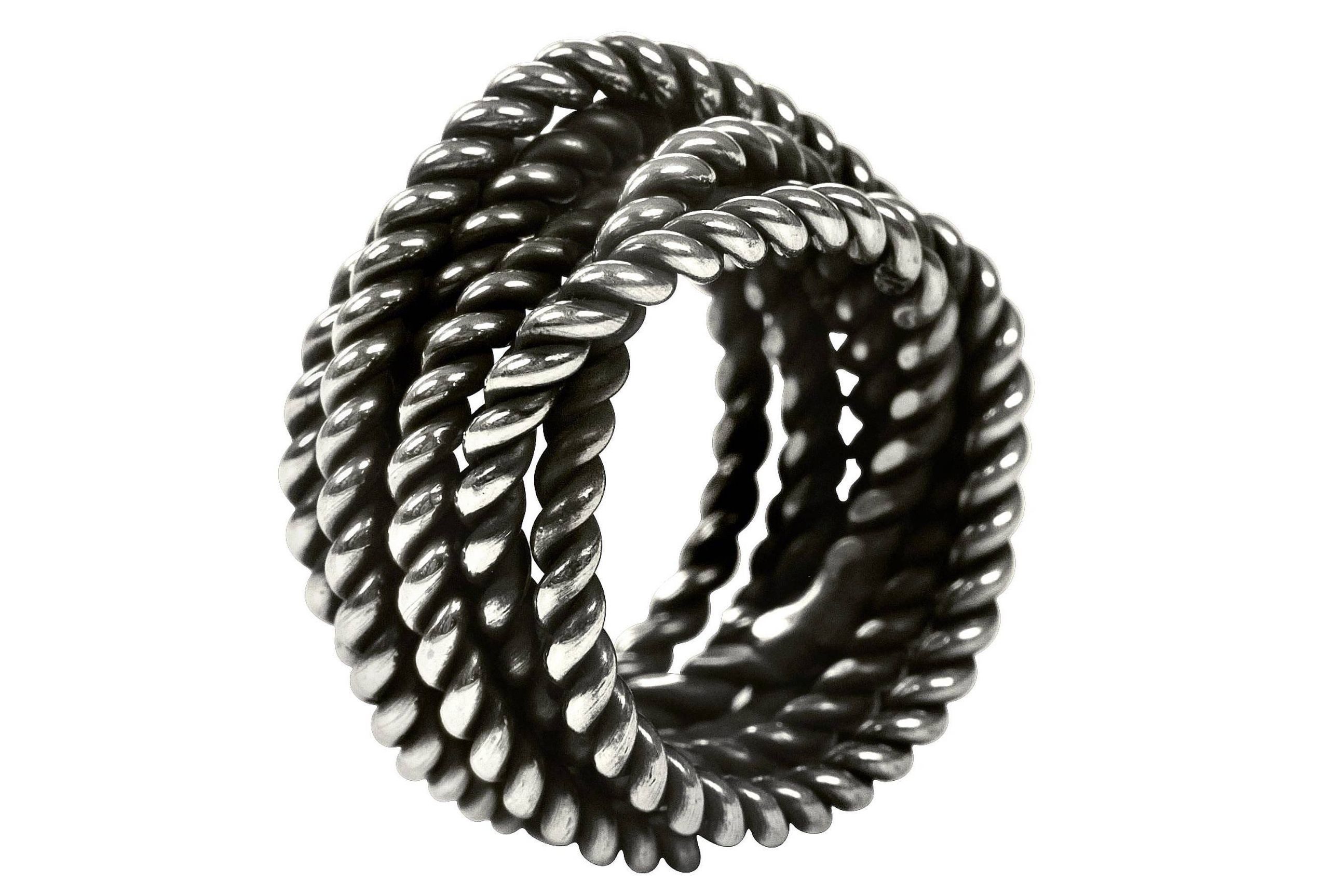 SILBERMOOS Partnerring Geschwärzter Kordelring "Seiltanz", 925 Sterling Silber