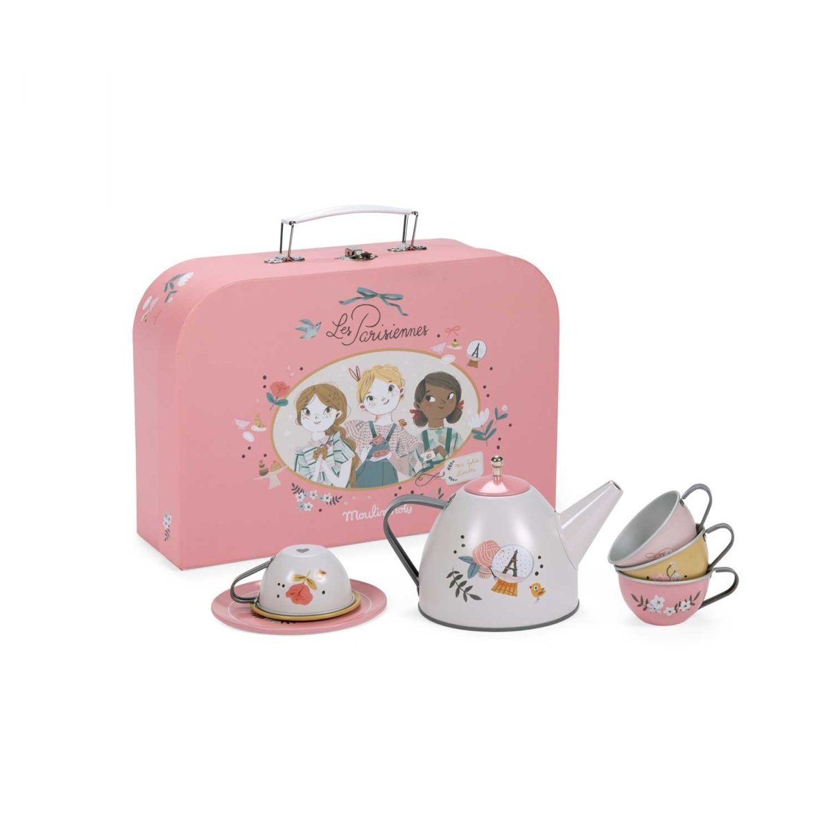 Moulin Roty Picknickkorb Picknick Koffer "les Parisienne" Teeservice Teekanne Teetasse Teller