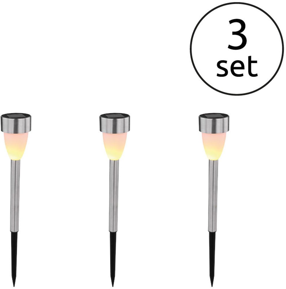 GLOBO LIGHTING LED Solarleuchte SOLAR, LED fest integriert, Warmweiß, Solar, Garten, Fire Effect, Akku, Terrasse, Schiebeschalter, IP44