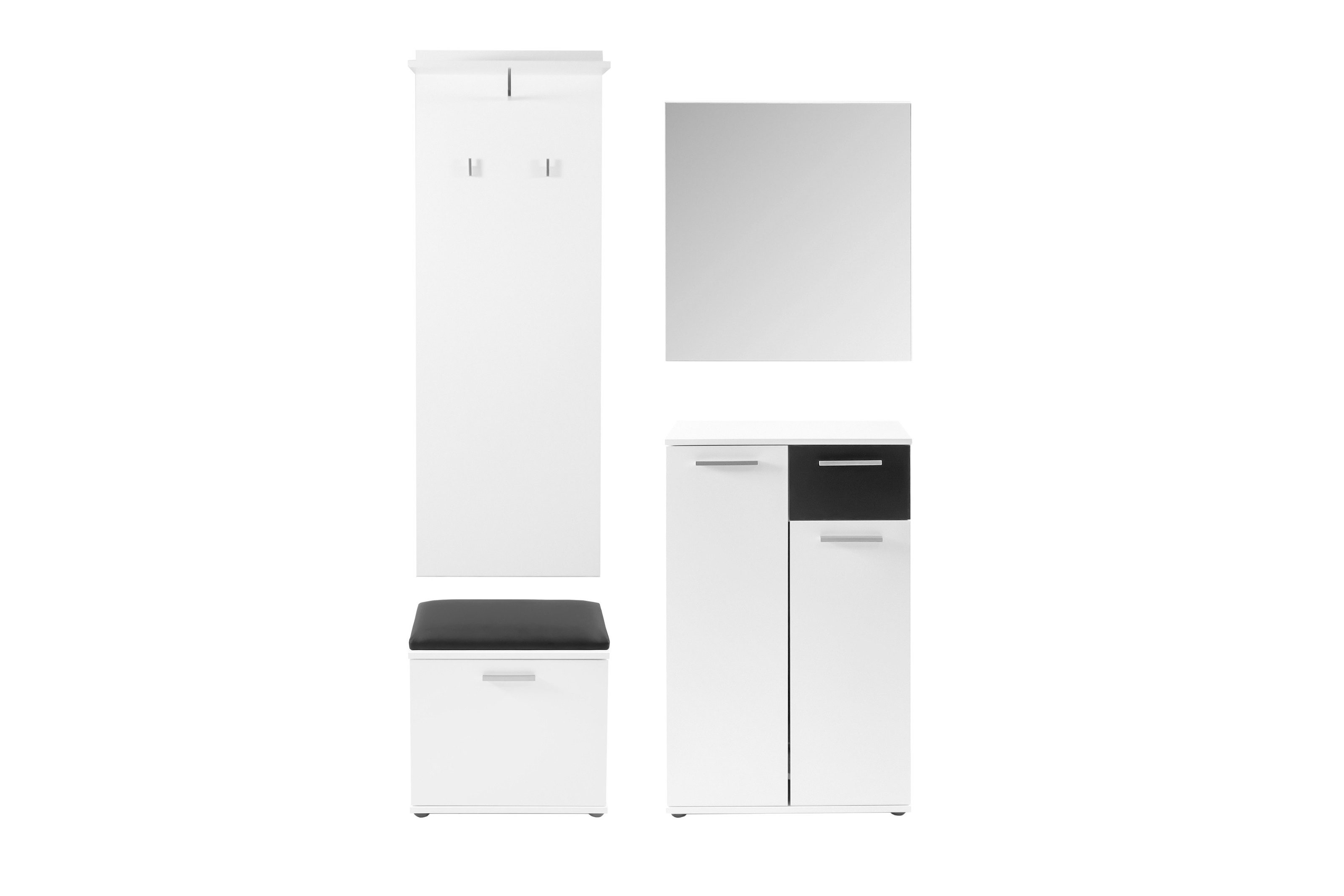 freiraum Schuhschrank JAKOB (B 60, H 102, T 30 cm) in Weiß/Schwarz 60 x 102 x 30 cm (BxHxT)