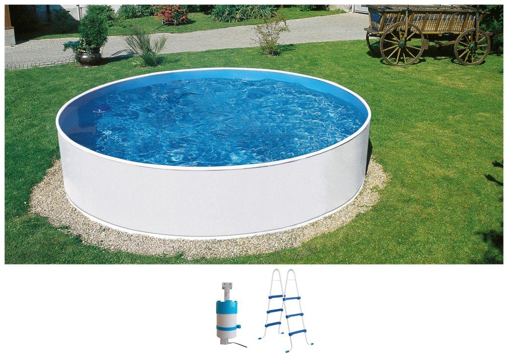 KONIFERA Rundpool Usedom I inkl. Leiter & Einhängefilter (Set, 3-tlg), in verschiedenen Größen erhältlich