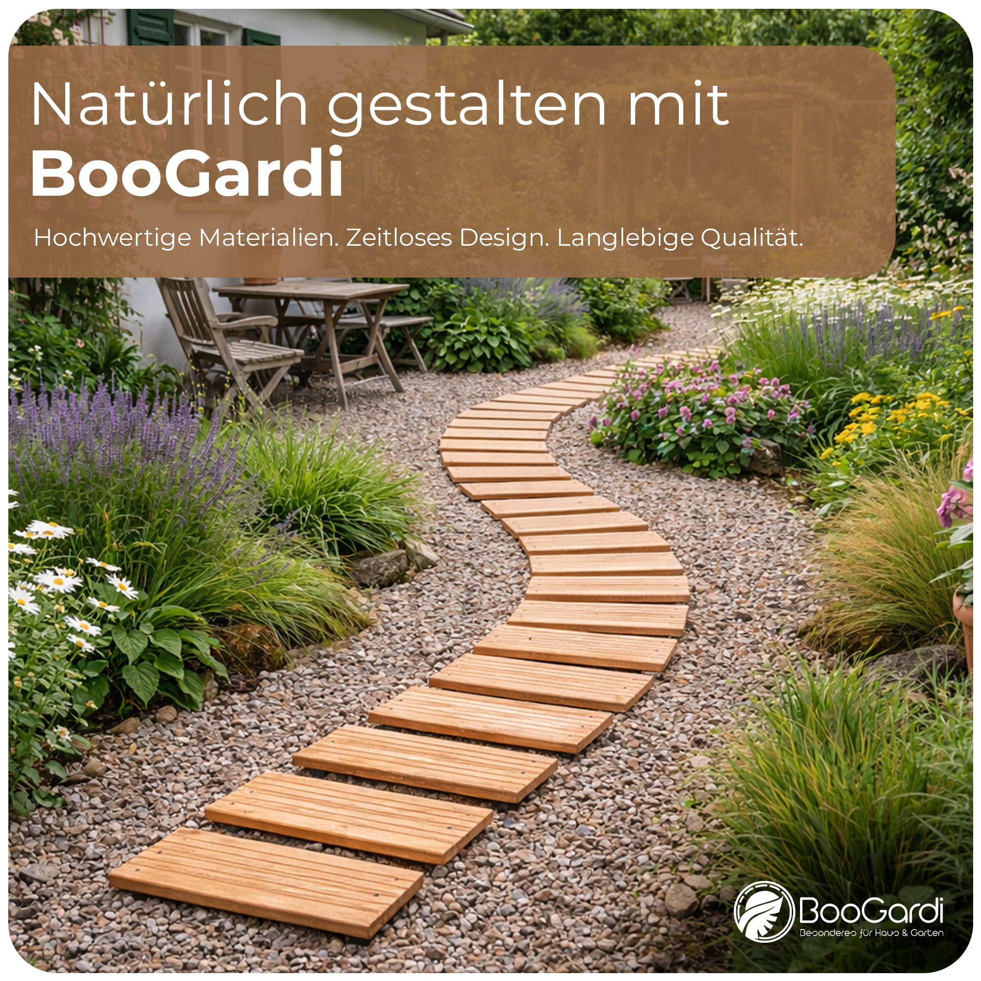BooGardi Terrassendielen Rollweg aus Lärchenholz, BxL: je 50x250 cm, 1.600 mm Stärke, (1-St), Holzweg zum Ausrollen · Holztritt Gartenweg