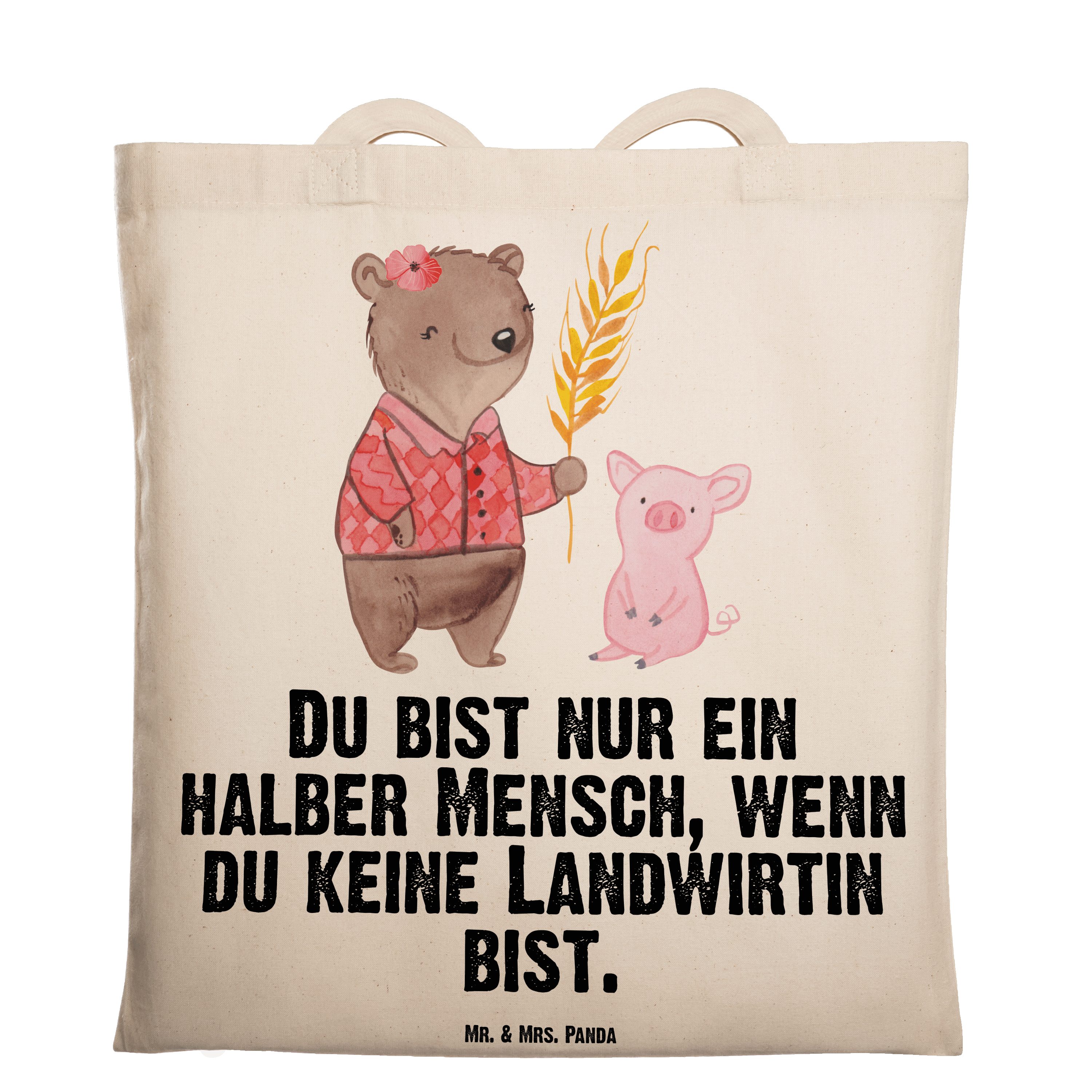 Mr. Kollege, Landwirtin Geschenk, (1-tlg) Mrs. - Einkaufstasche mit Panda Transparent Tragetasche & - Herz