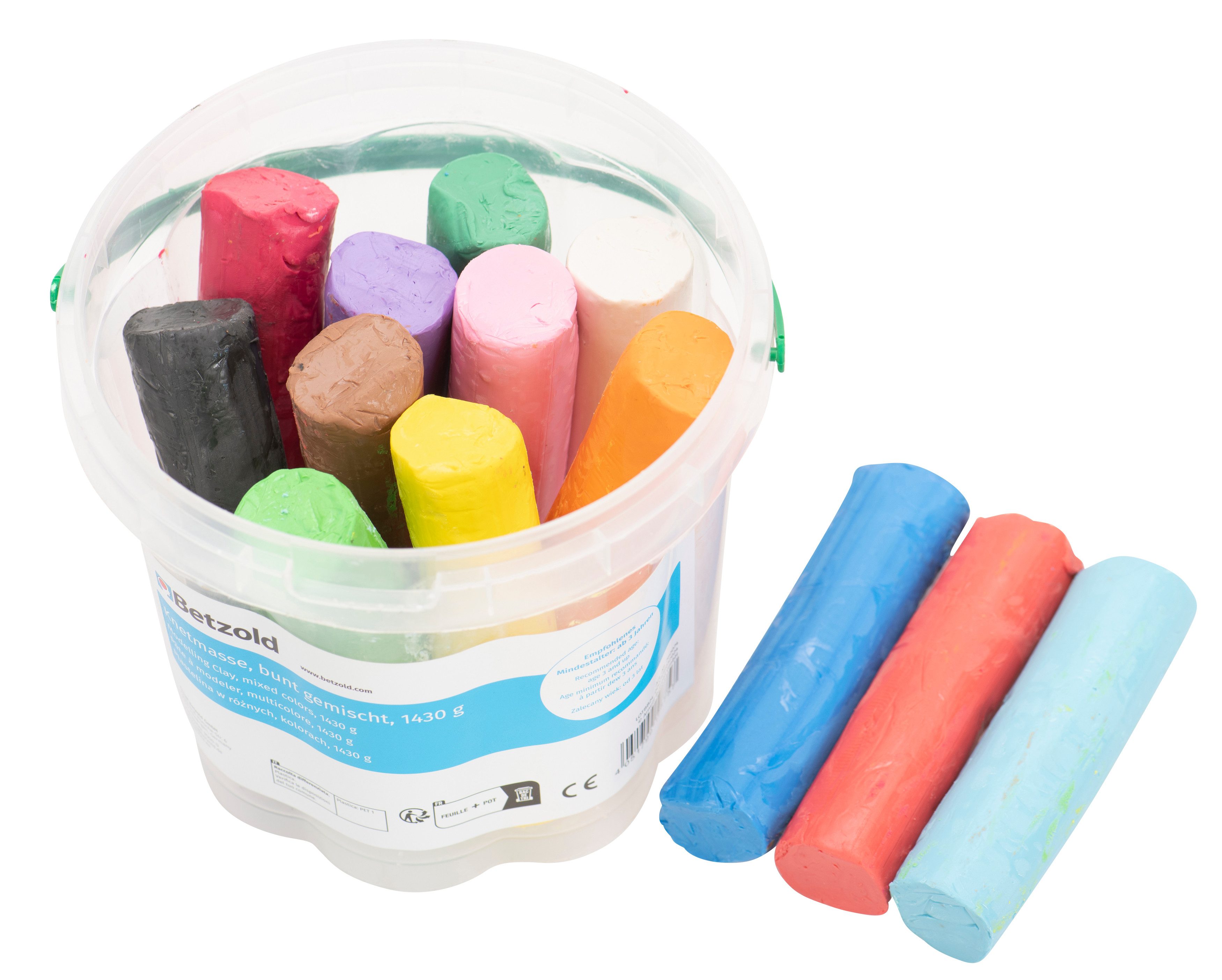 Betzold Knete Knetmasse im Eimer mit 13 Farben, je 110 g