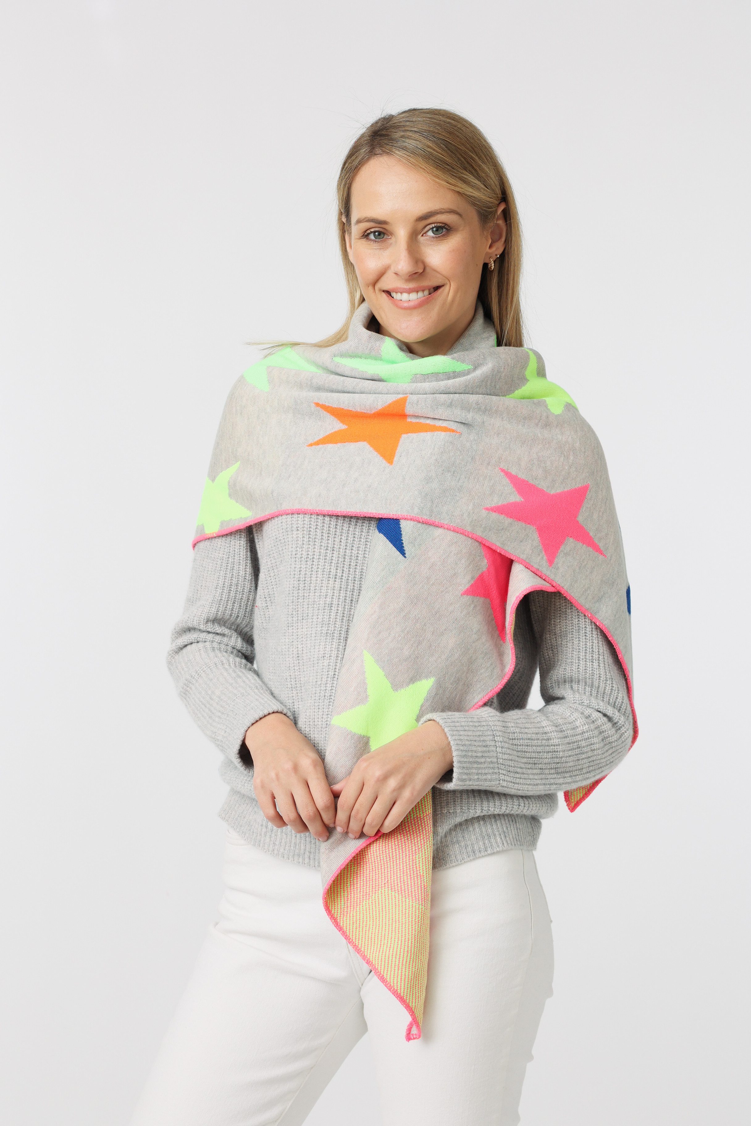 Zwillingsherz Dreieckstuch "Neon" mit großen Sternen, mit großen Sternen günstig online kaufen