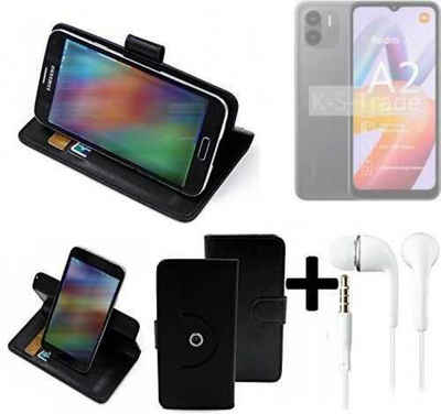 K-S-Trade Handyhülle für Xiaomi Redmi A2, Handy Hülle Schutz Hülle + Kopfhörer Handyhülle Flipcase