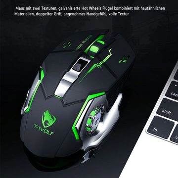 Diida Kabellose Maus,Bluetooth-Maus,2.4GHz,Stumm,Wiederaufladbar Maus (4-Farben-Atemlicht,DPI einstellbar,Drahtlos + Bluetooth-Modus)