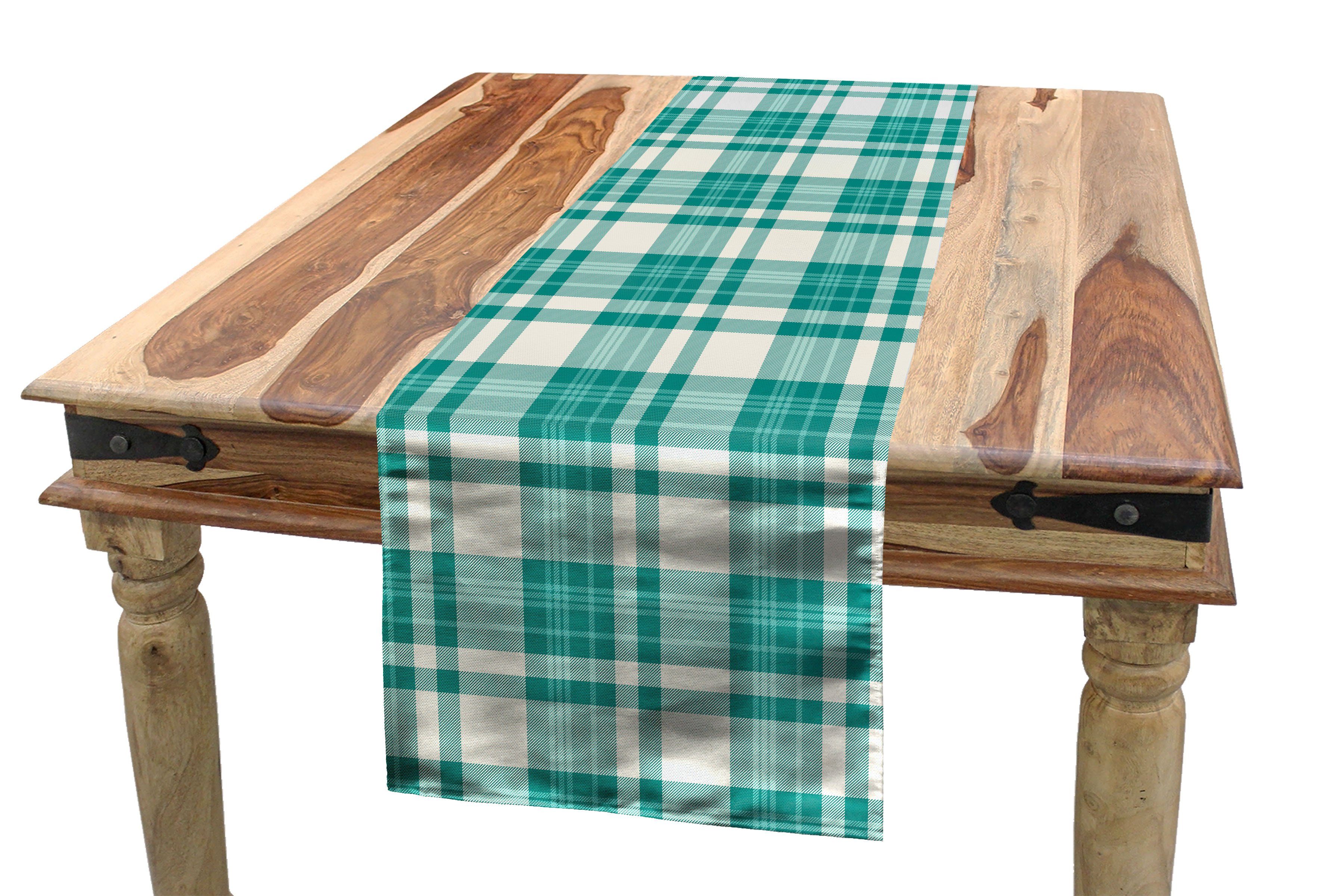 Abakuhaus Tischläufer Esszimmer Küche Rechteckiger Dekorativer Tischläufer, Teal Streifen Plaid Inspired-Layout