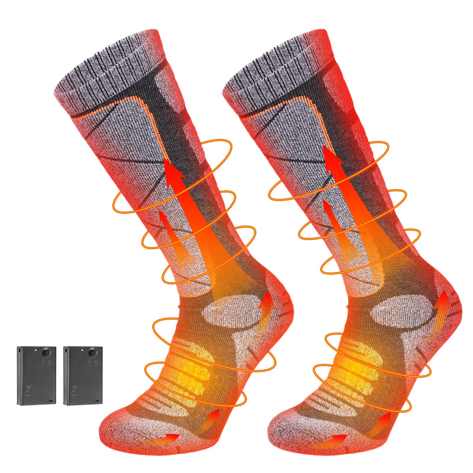 BTTO Funktionssocken Thermosocken Heizsocken,Elektrisch Beheizte Socken,Hochelastische Thermo Socken für Männer und Frauen,für Skifahren, Skaten, Wandern