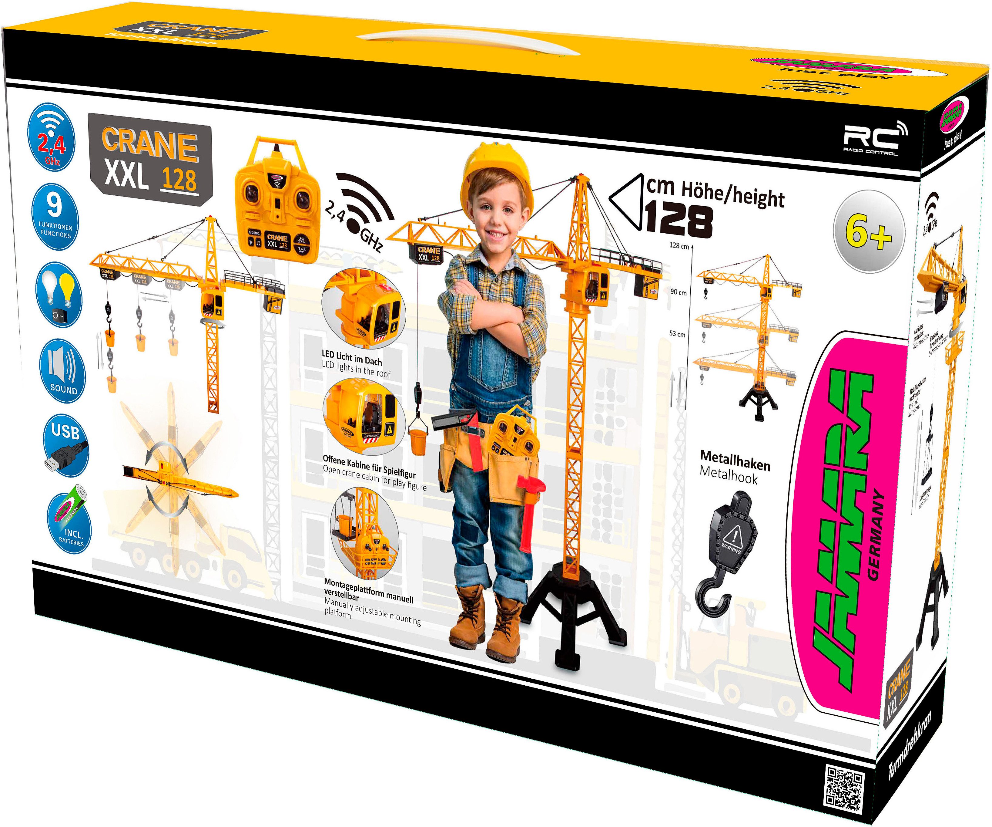 Jamara RC-Kran Turmdrehkran Crane XXL 128 2,4GHz, mit LED Licht