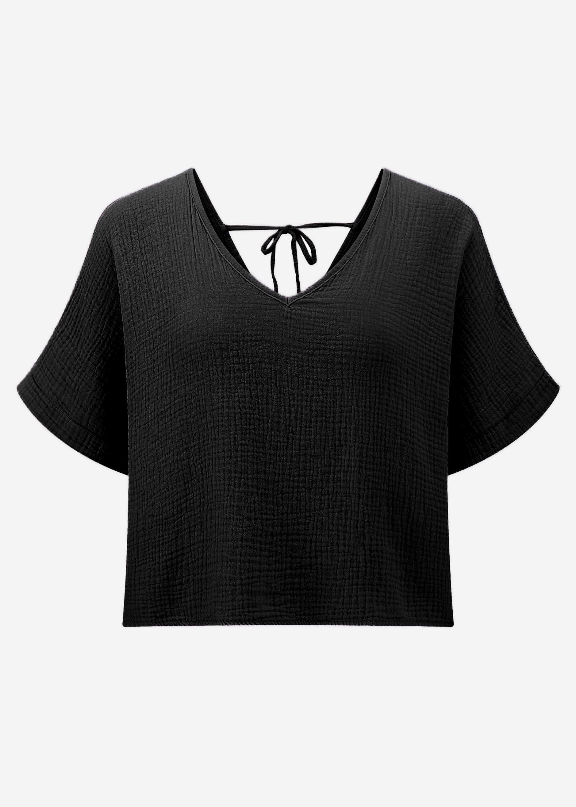 SASSYCLASSY Kurzarmshirt Musselin Shirt mit kurzen günstig online kaufen