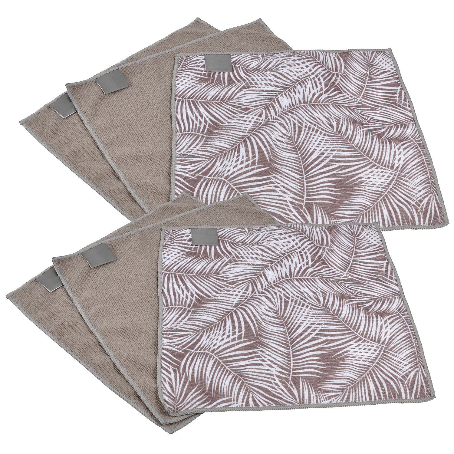 Macosa Home Spültuch beige, (Spüllappen Putzlappen Küchentuch Tuch, 6-tlg., Putztuch Reinigungstuch Putz-Lappen), 6er Set Mikrofaser Tücher Taupe mit Muster Spültuch Polyester