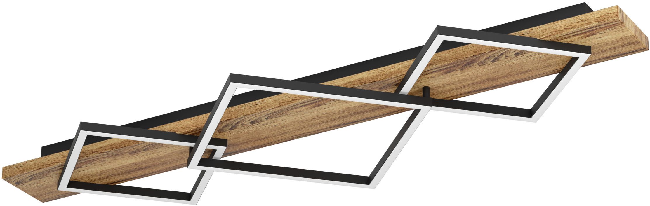 EGLO LED Deckenleuchte BOYAL Deckenlampe - Stahl, Holz - LED;LED - 2X13W;1X16W - IP20, LED fest integriert, Warmweiß, Wohzimmerlampe, Esszimmerlampe, Flur, Schlafzimmer, L101xB40,5xH9,5 cm
