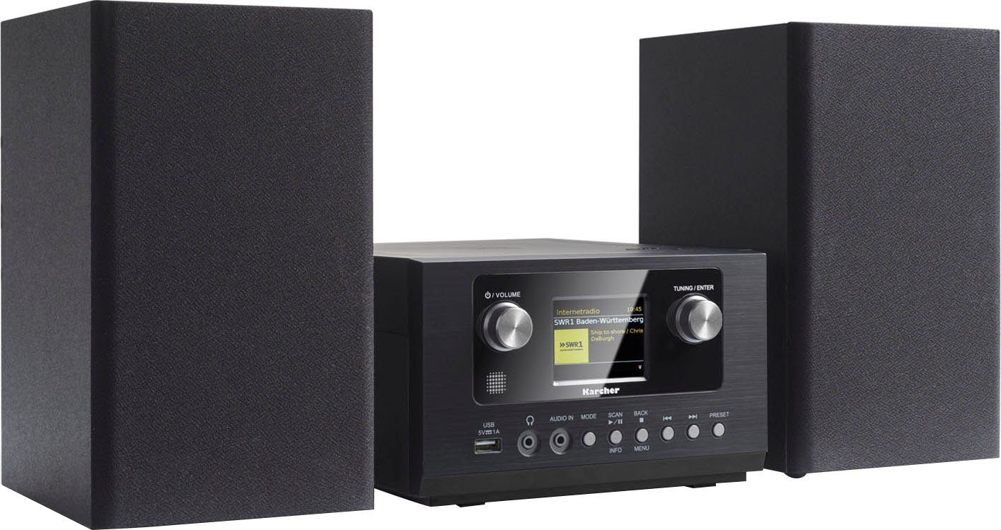 Karcher MC UKW Stereoanlage 10 (Digitalradio RDS, Sound dank 10 6490DI mit RDS, (RMS) Lautsprecher FM-Tuner Kraftvoller W), mit Ausgangsleistung - Stereo Watt (DAB), Internetradio