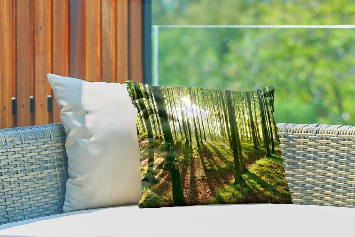 Jasmund-Nationalpark, Dünne Bäume Dekokissen Dekokissenbezug, im Polyester, in Kissenhülle Wald einem Outdoor-Dekorationskissen, MuchoWow