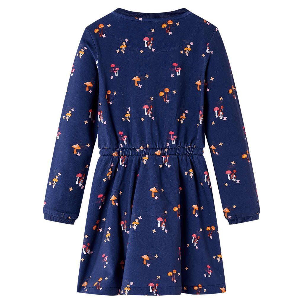 vidaXL A-Linien-Kleid Marineblau Pilzmotiv Kinderkleid 116