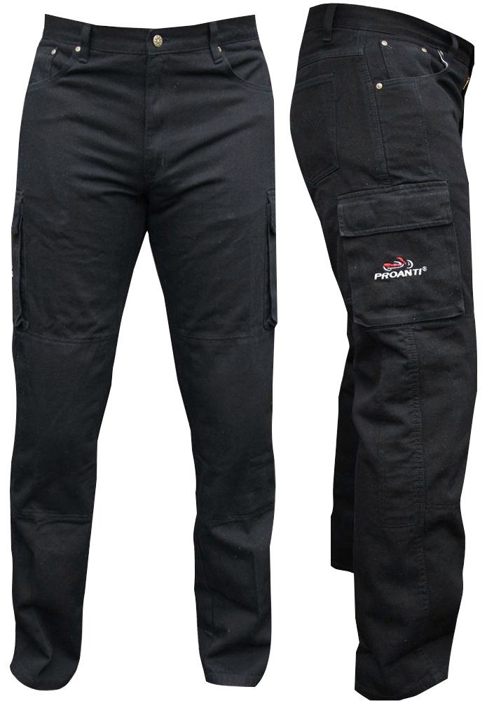 Rokker Black Jack Herren Cargohose Motorradhose Schwarz 