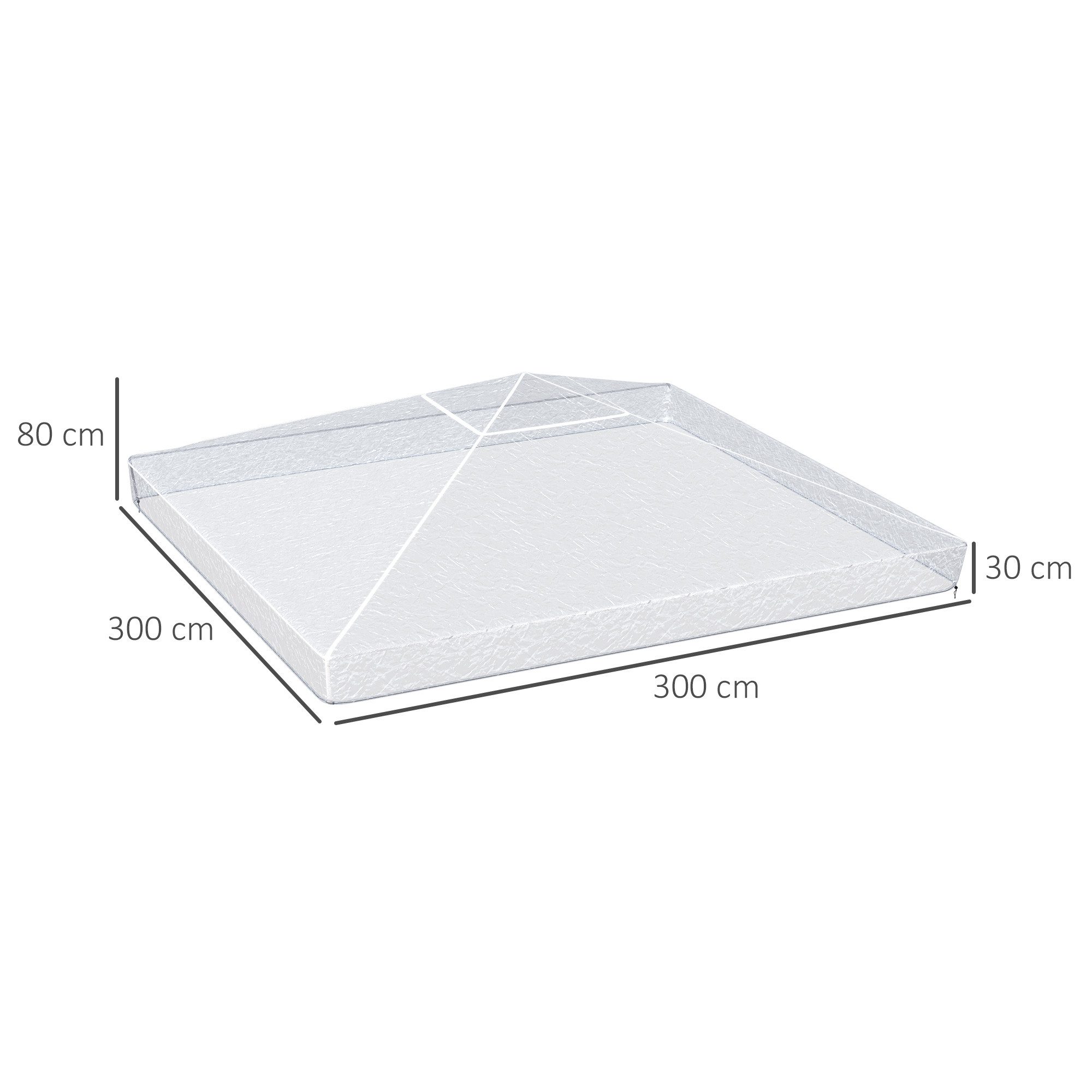 Outsunny Pavillon-Schutzhülle Pavillon 3x3m, wasserdicht, stabil, winterfest (Abdeckung, 1-St., Schutzhaube), Regenschutz Plane für Gartenzelt, Transparent