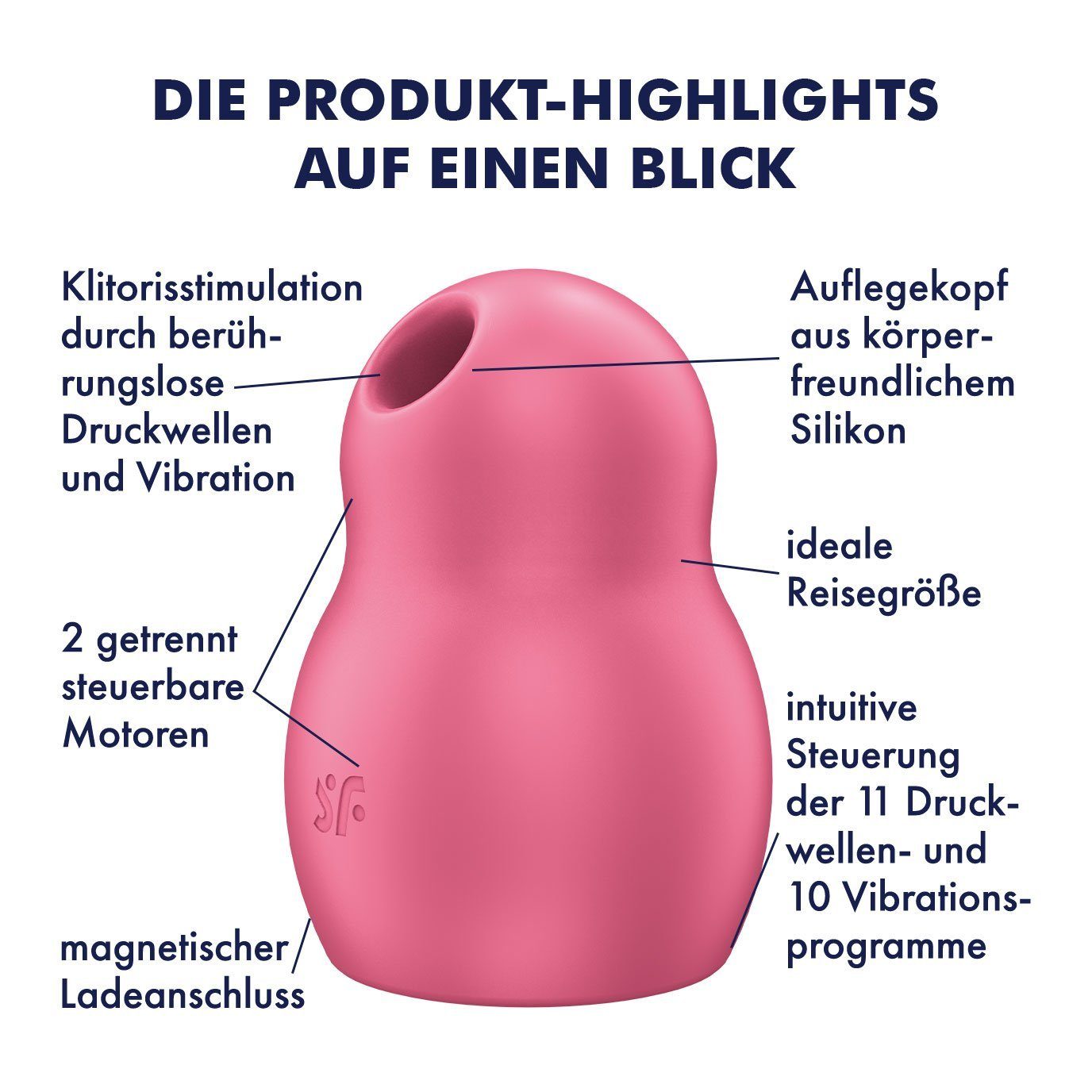 (1-tlg) ideal Satisfyer unterwegs, Druckwellenvibrator cm, Rot To für 9 1', Satisfyer Go Klitoris-Stimulator 'Pro