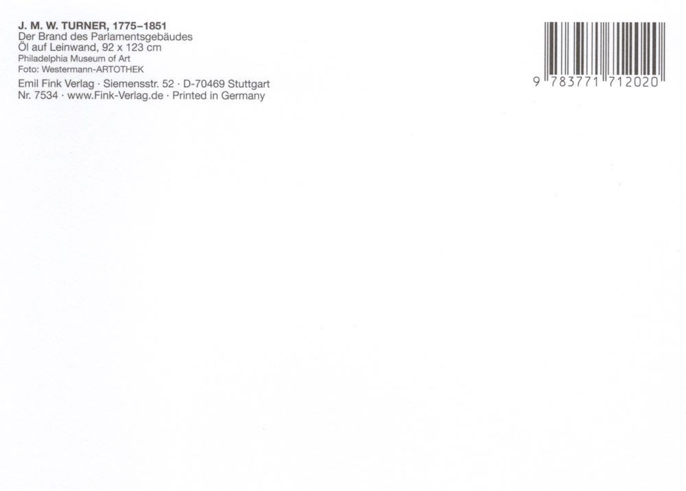 Thumbnail - Postkarte Kunstkarte William Turner "Der Brand des Parlamentsgebäudes"