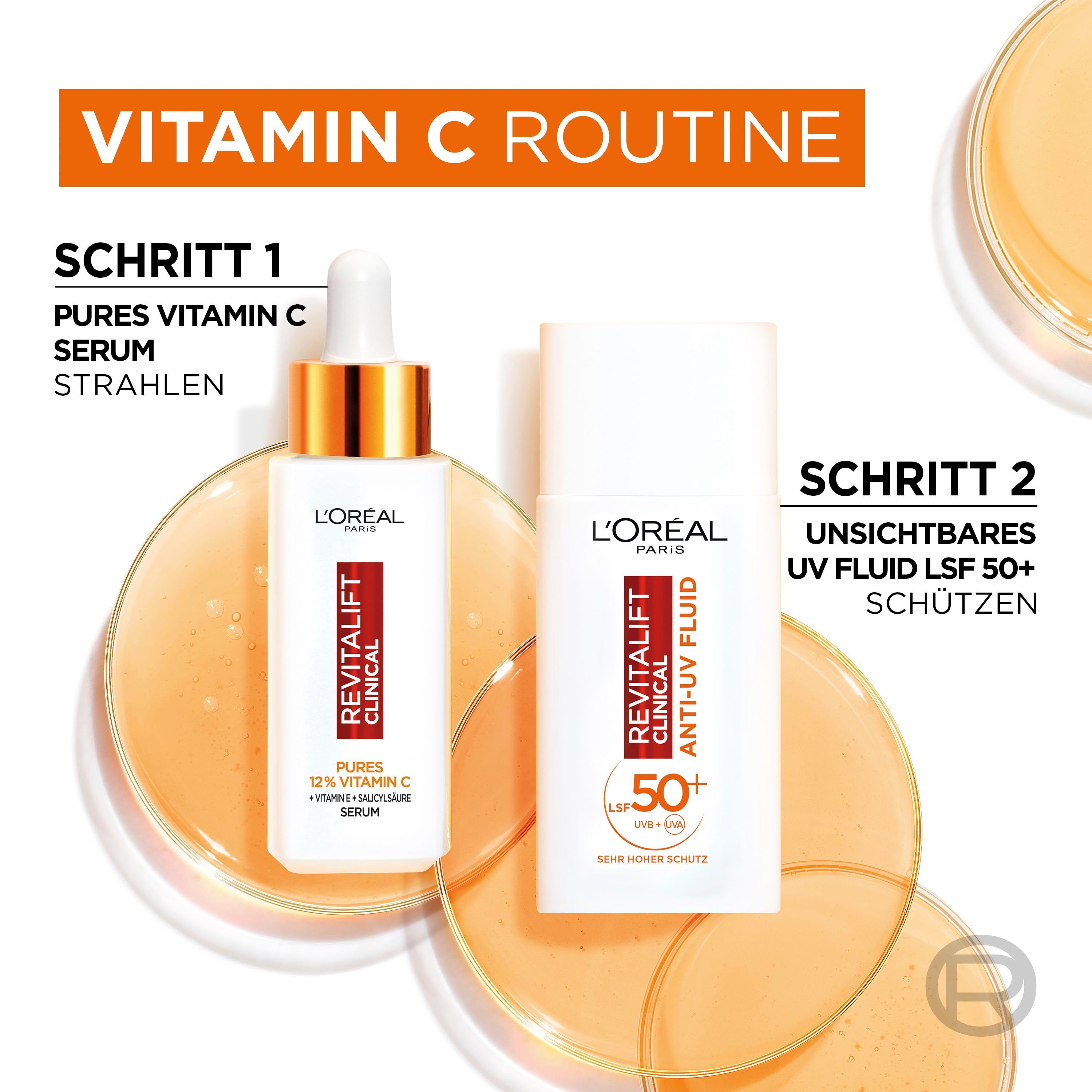 L'ORÉAL PARIS Gesichtspflege-Set REVITALIFT VITAMIN C POWER DUO Set, 2-tlg., LSF 50, beugt Fältchen und Pigmentflecken vor