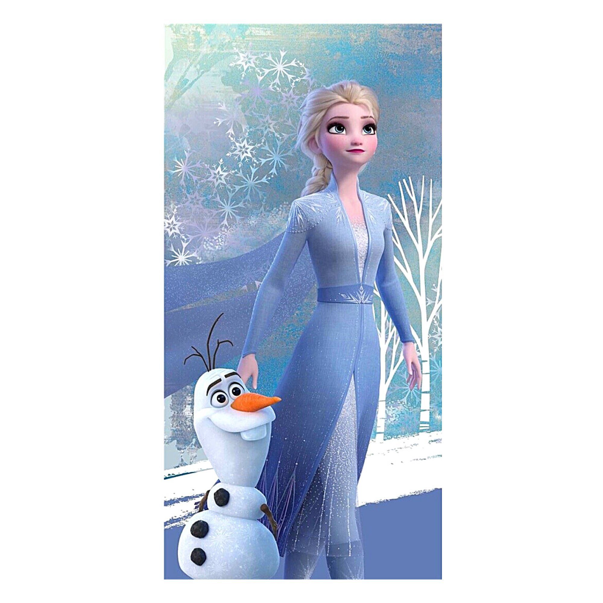 Disney Frozen Badetuch Elsa & Olaf, Baumwolle, Kinder Strandtuch 70 x 140  cm aus Baumwolle