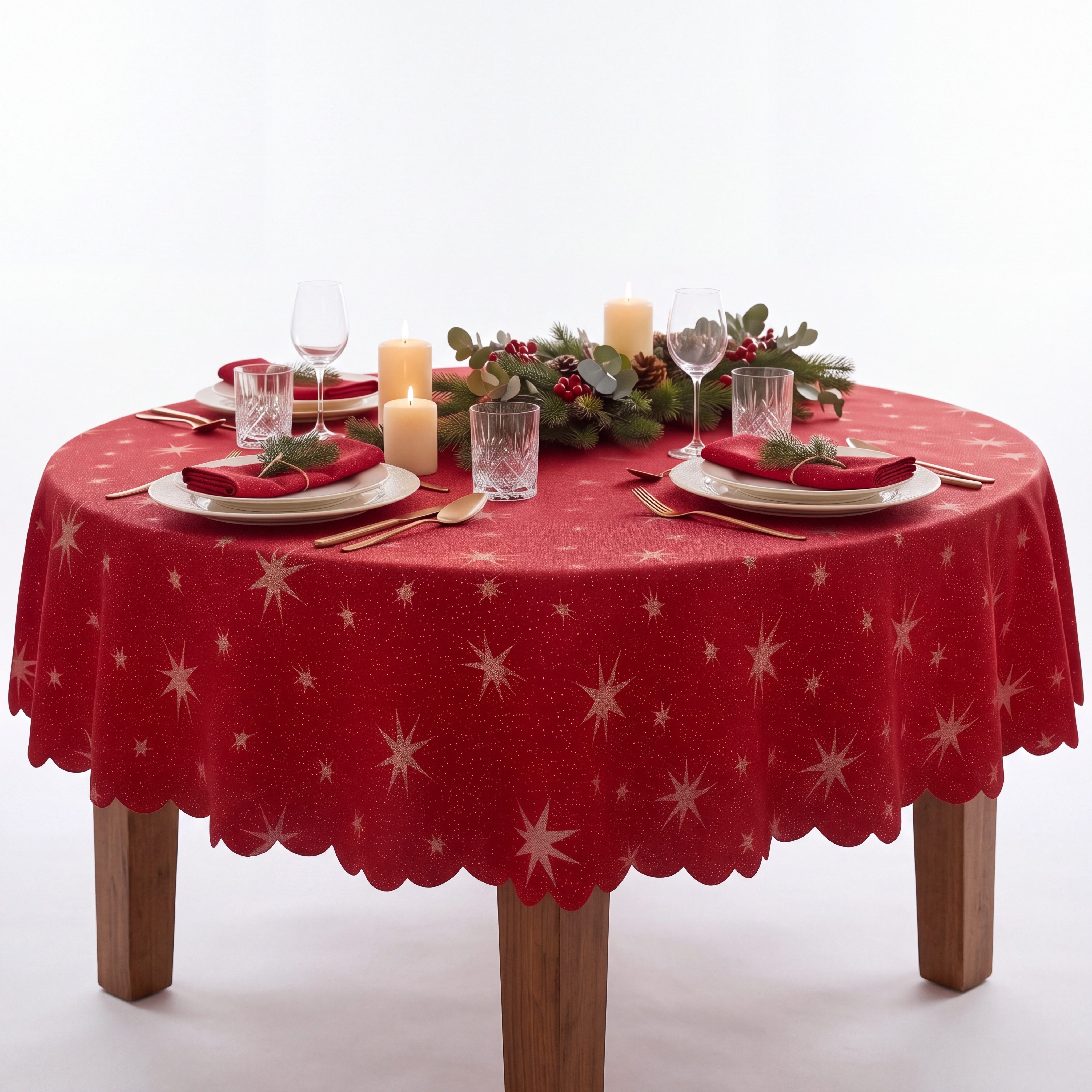 Stoffschmiede Tischdecke Weihnachten Sterne - Lurex Glanz - Versch. Größen & Farben, Lurex Glanz