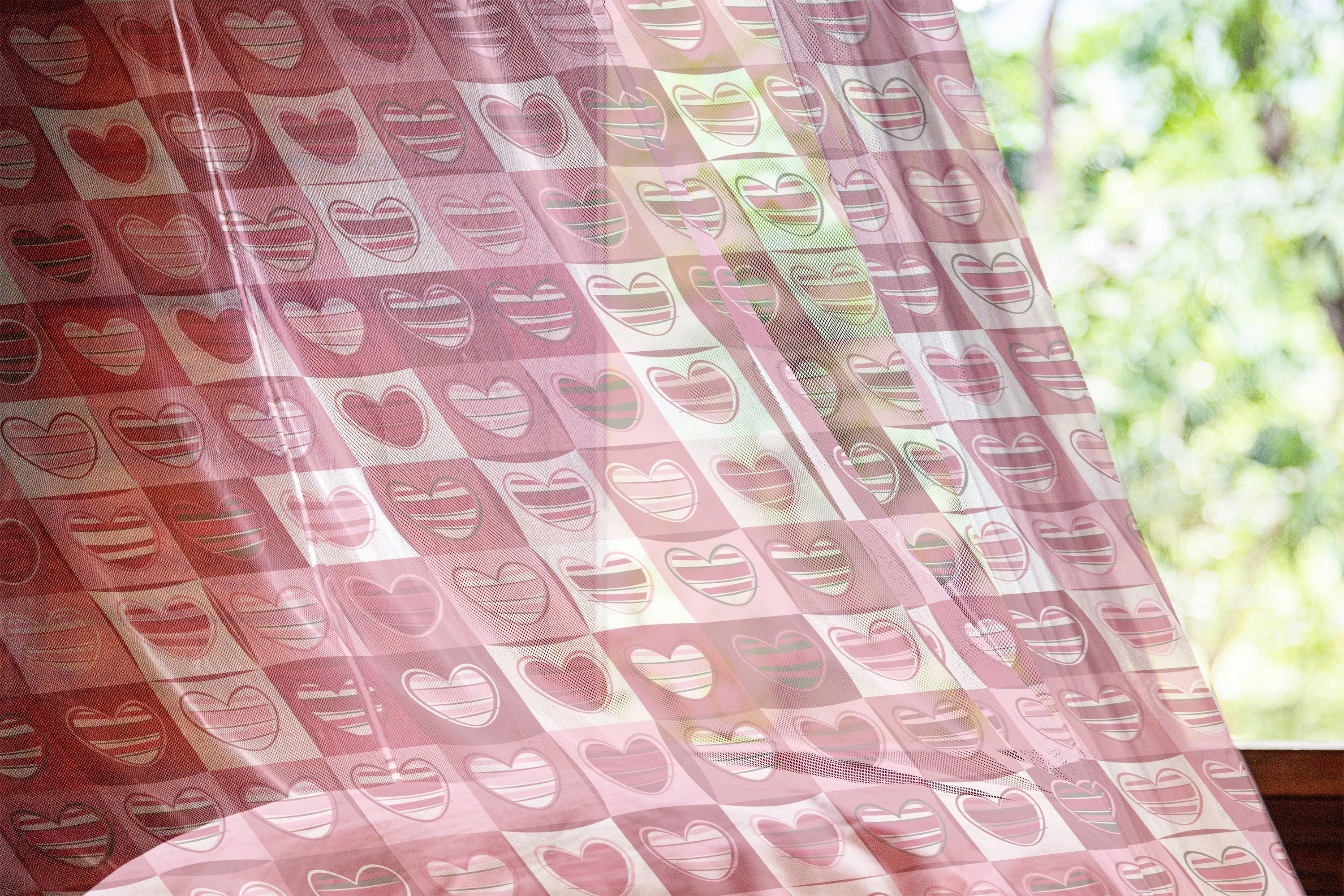 Abakuhaus, 2 Party Gardine Panels, rosa, Vintage schiere Drapierung für Geometric Hochzeit Weiß,