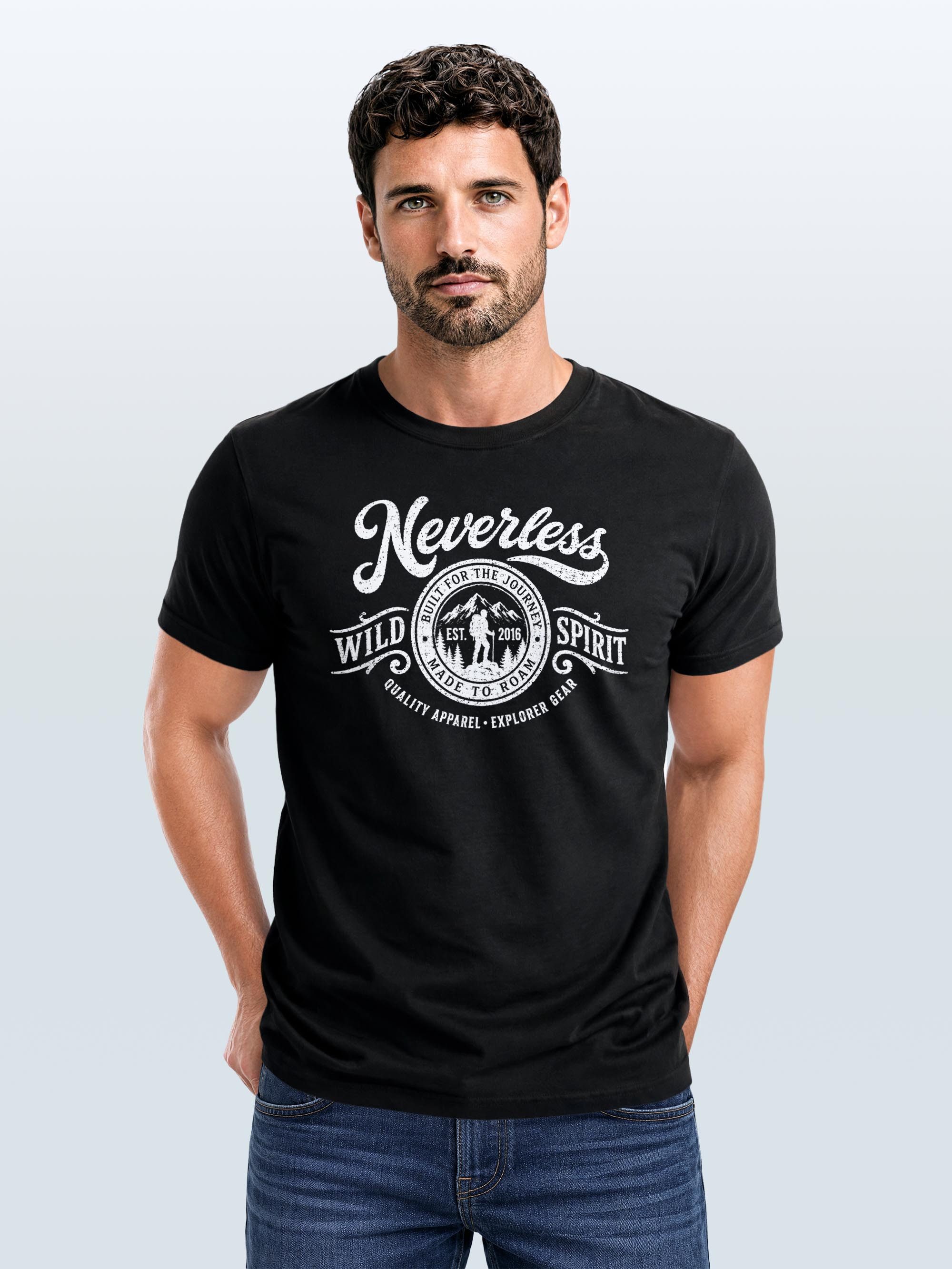 Neverless Print-Shirt Herren T-Shirt Frontprint - Wild Spirit - Baumwollshirt Männer mit Print – Bild 3 von 5