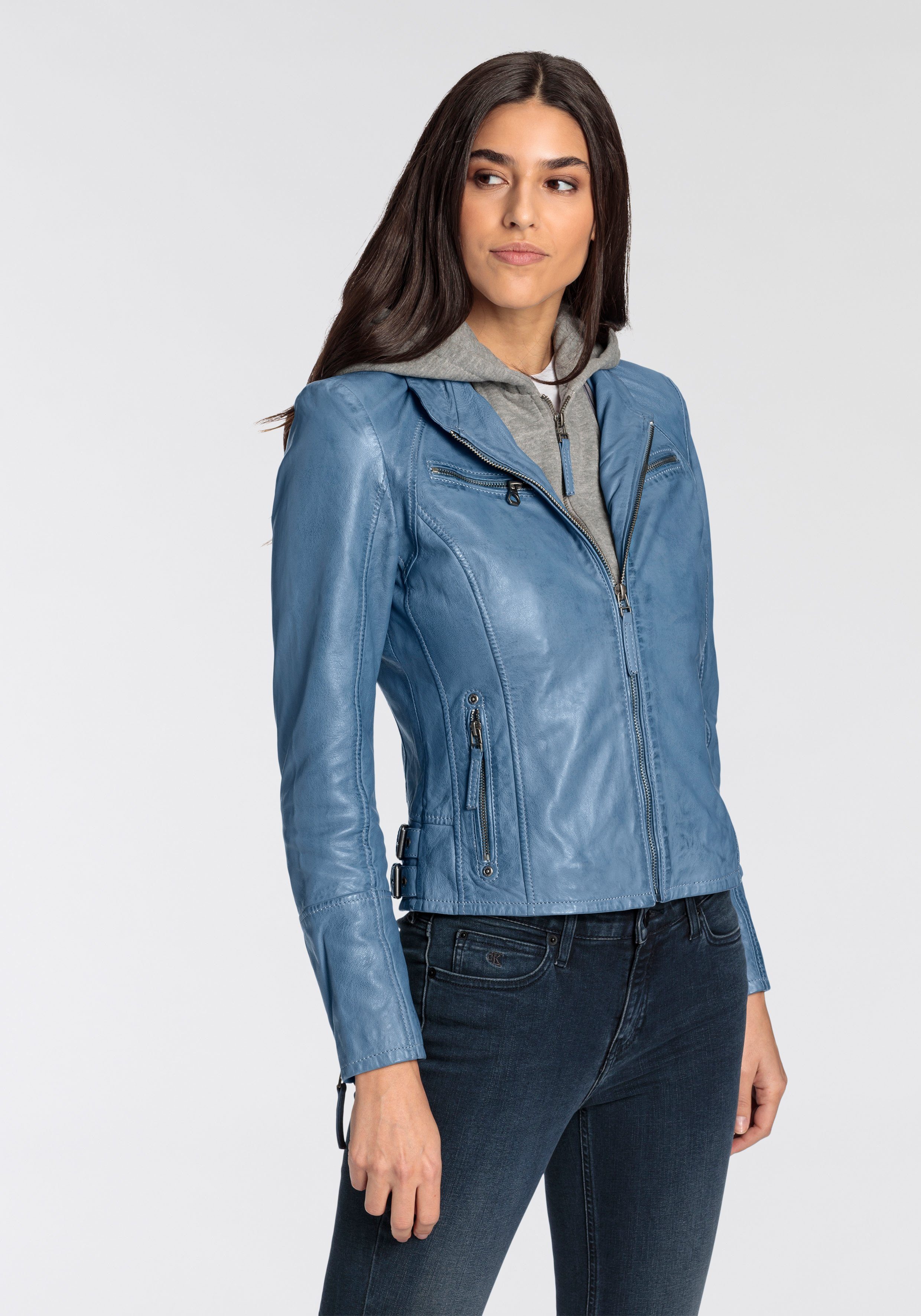 Mauritius Lederjacke NOLA Two-in-One Style - mit abnehmbarer Jersey-Kapuze – Bild 3 von 5