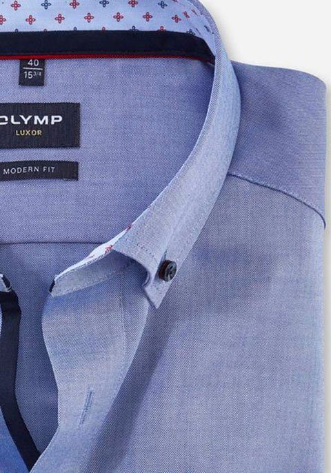 Langarmhemd OLYMP Fit rauchblau Luxor Modern