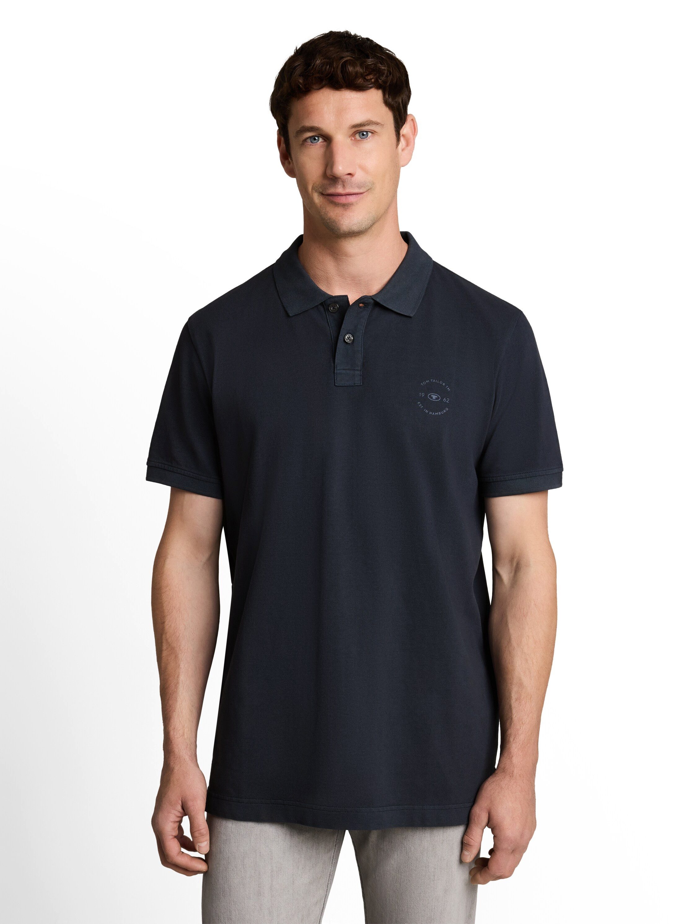 TOM TAILOR Poloshirt Sommershirt mit kleinem Logo-Print