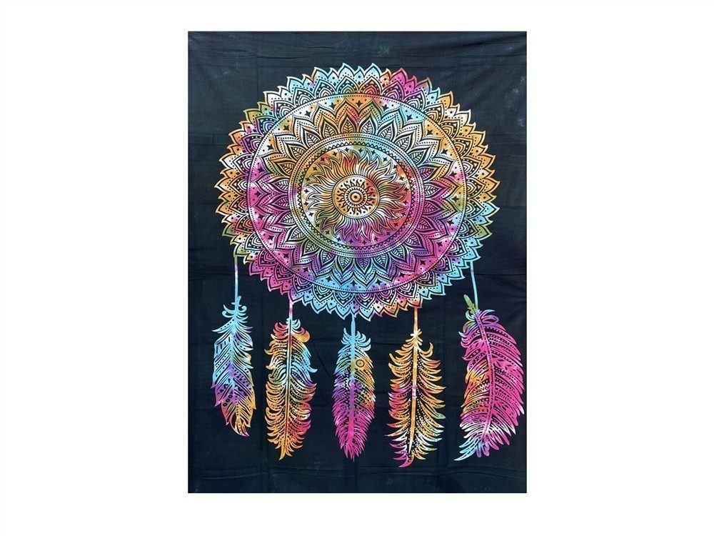 Hathi Wandbild Decke bedruckt, Überwurf Traumfänger Multicolor ca 140x210 cm