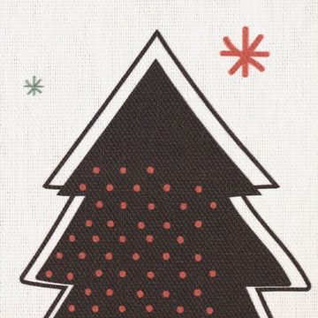 SCHÖNER LEBEN. Stoff Dekostoff Baumwolle Tannenbaum Weihnachtsbaum ecru schwarz rot 1,40m B, Digitaldruck