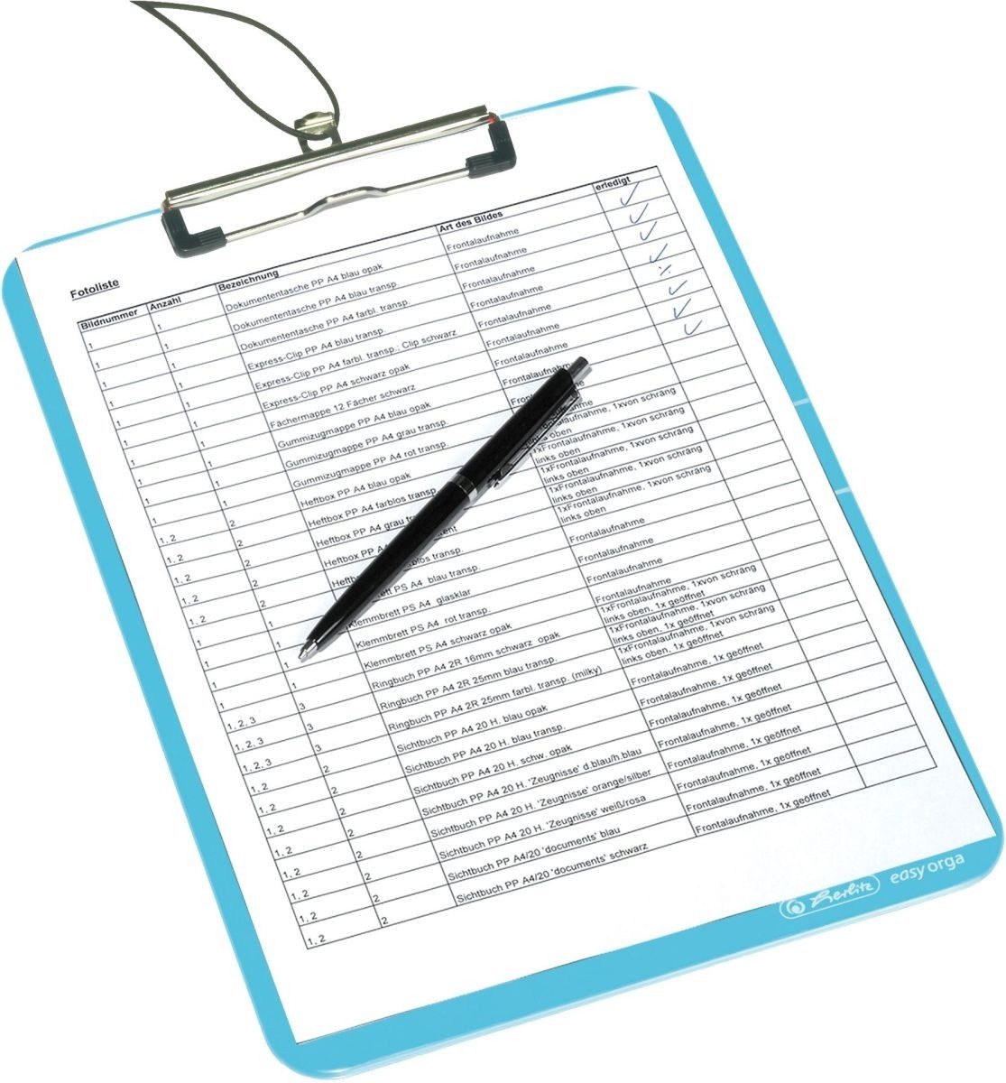 Schreibmappe Klemmbrett PS A4 blau transparent to go.