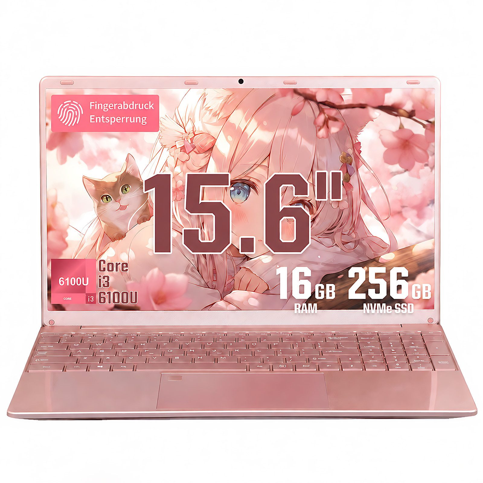 LONGEVINCE 15,6-Zoll Laptop mit Core™ i3-6100u Prozessor, 16 GB RAM Notebook (39,62 cm/15.6 Zoll, Intel Core i3, 16 GB, 256 GB SSD, 180° Scharnierdesign, vorinstalliertes Windows 11 Pro)
