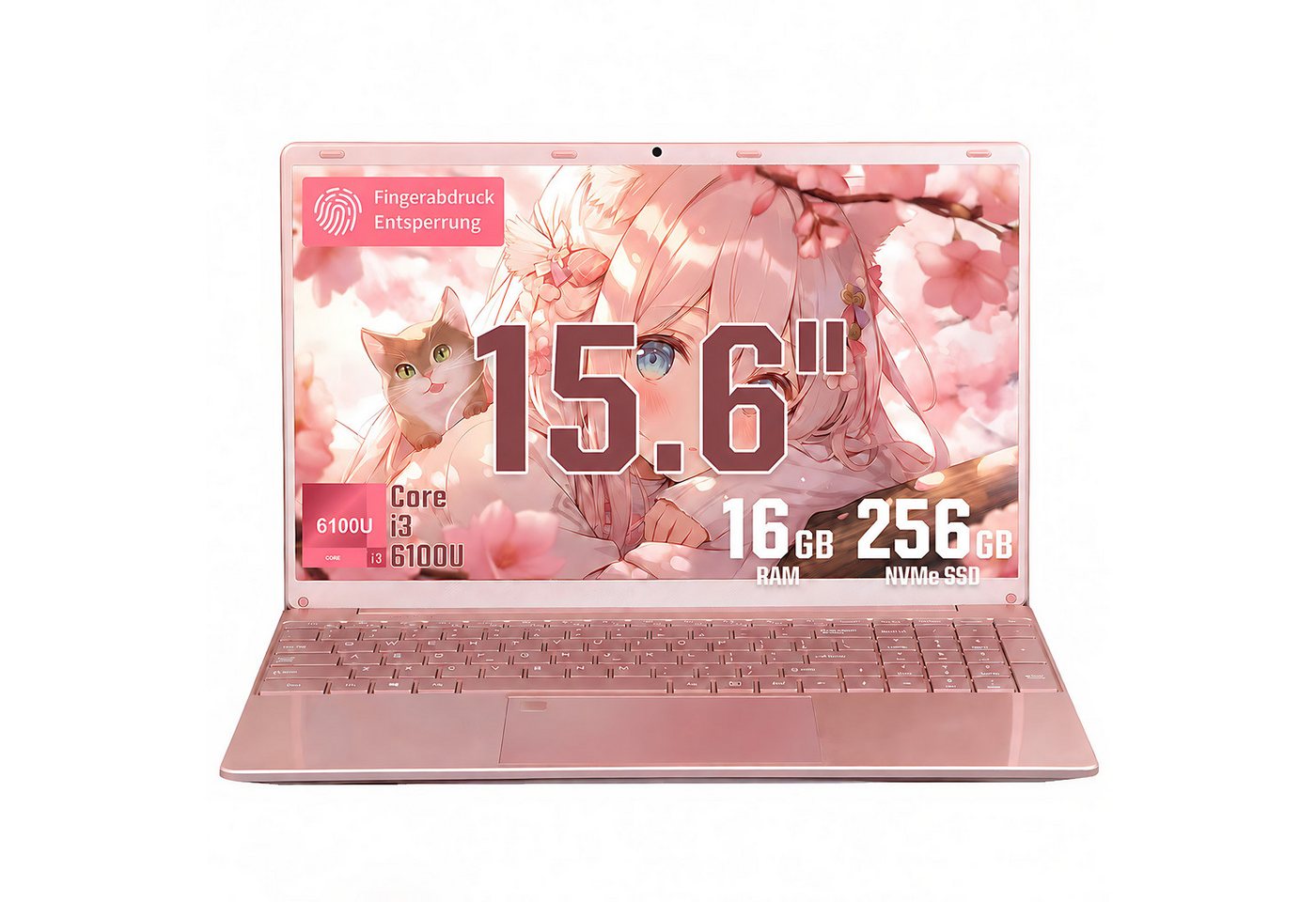 LONGEVINCE 15,6-Zoll Laptop mit Core™ i3-6100u Prozessor, 16 GB RAM Notebook (39,62 cm/15.6 Zoll, Intel Core i3, 16 GB, 256 GB SSD, 180° Scharnierdesign, vorinstalliertes Windows 11 Pro)