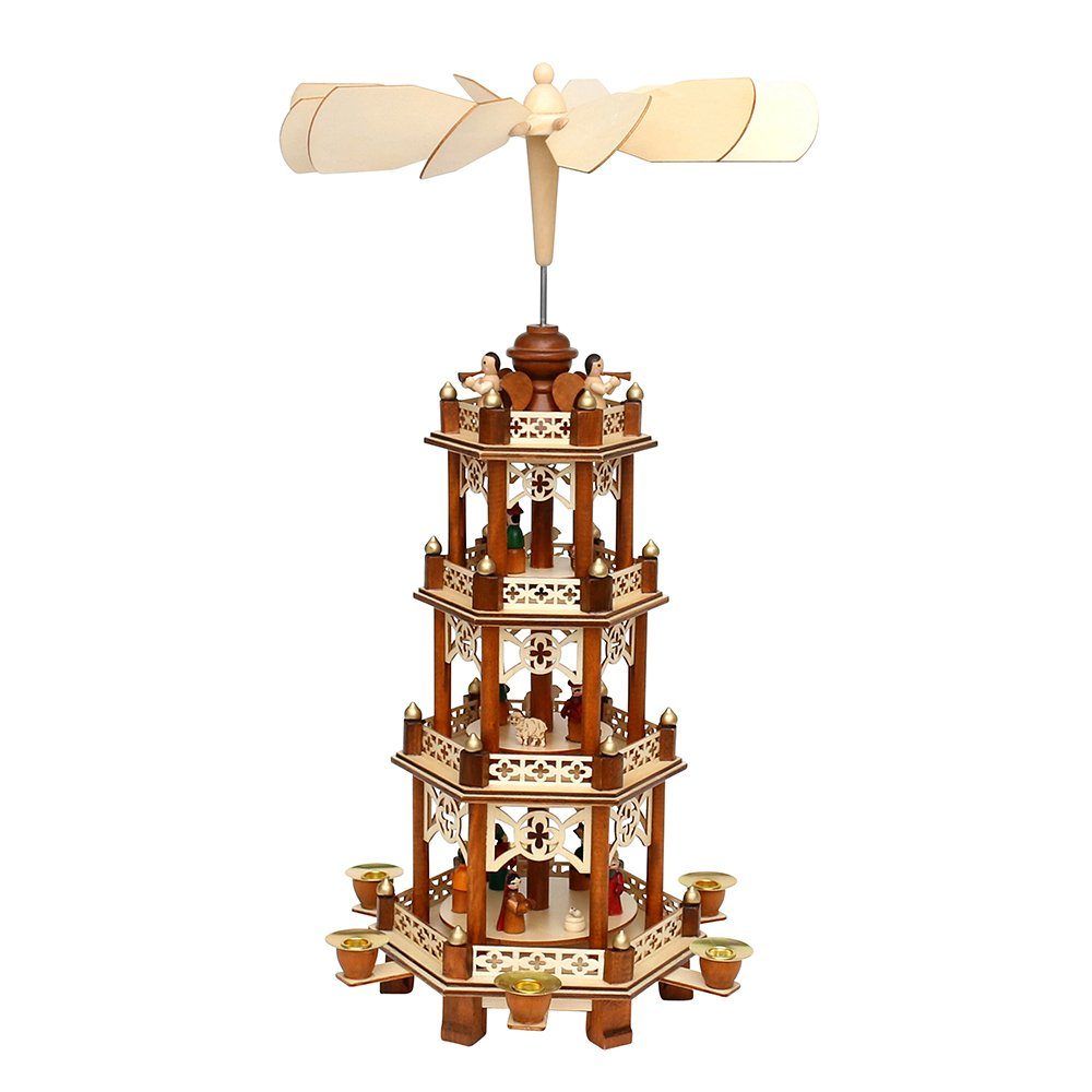 Dekohelden24 Weihnachtspyramide »Holzpyramide in natur / braun mit 4