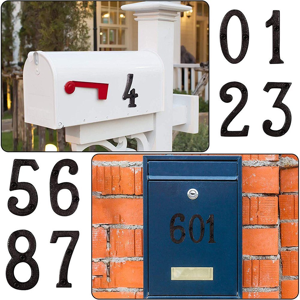 NUODWELL Hausnummer Gusseiserne Hausnummern Briefkästen DIY Moderne Zahlen Nr.6 Rustikale