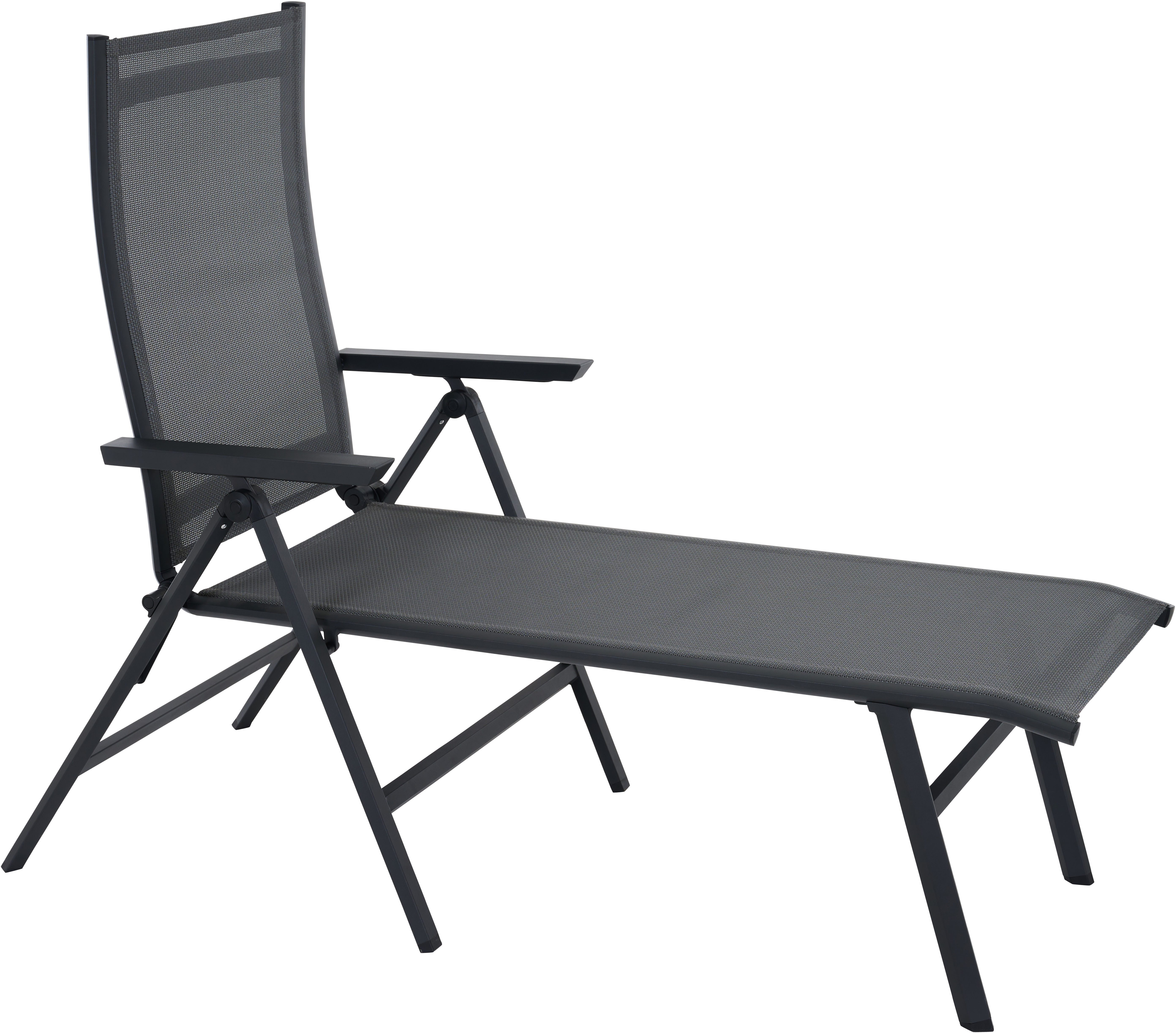 Siena Garden Gartenliege TAURO, 1 St., Gestell aus Aluminium, Ranotex® Bezug royal-grey, klappbar